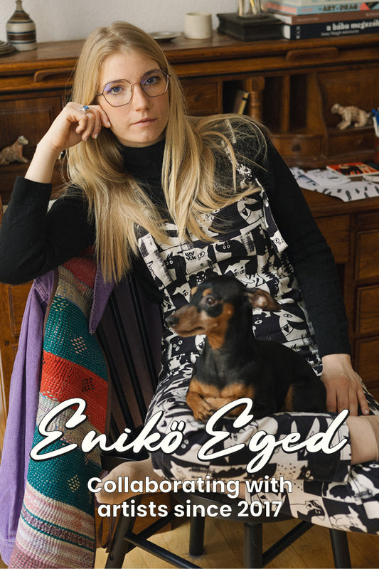 L.E. Original - Twill Dungarees in Artist Print by Enikö Eged