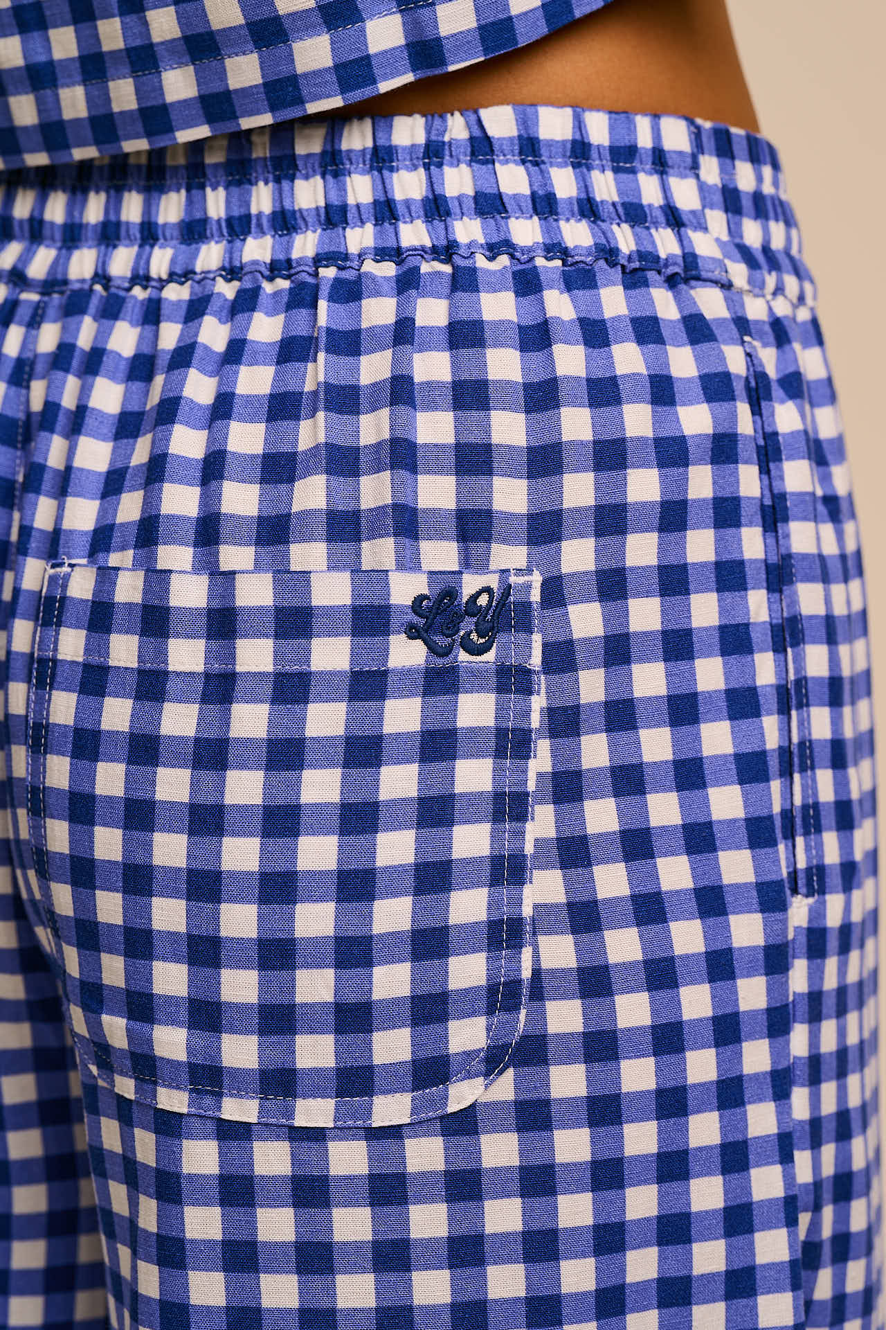 Chase - Viscose Culotte Trousers in Blue Check
