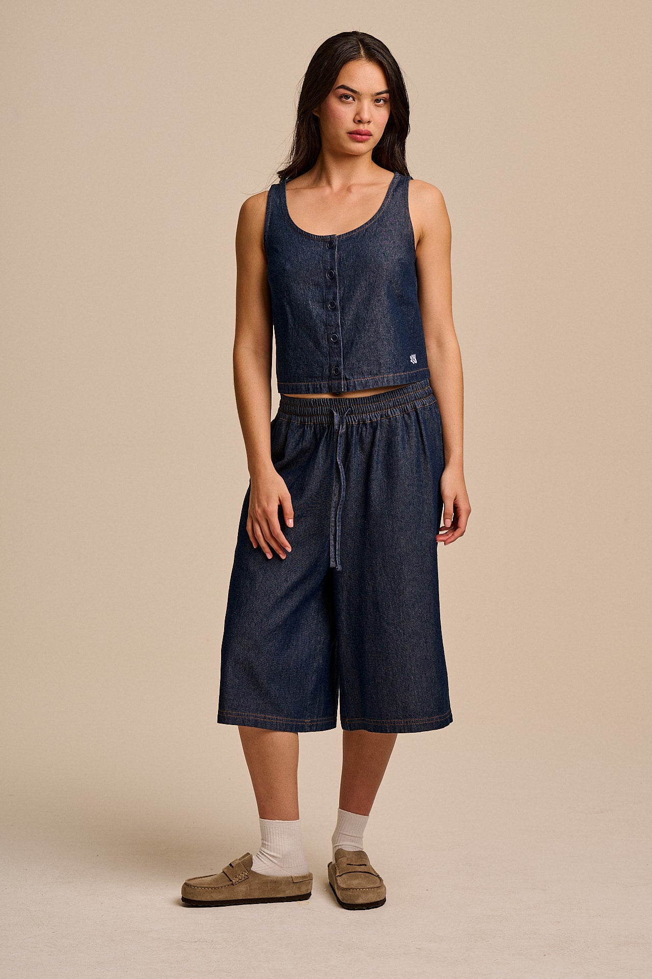 Carlos - Cotton Jorts in Indigo Blue