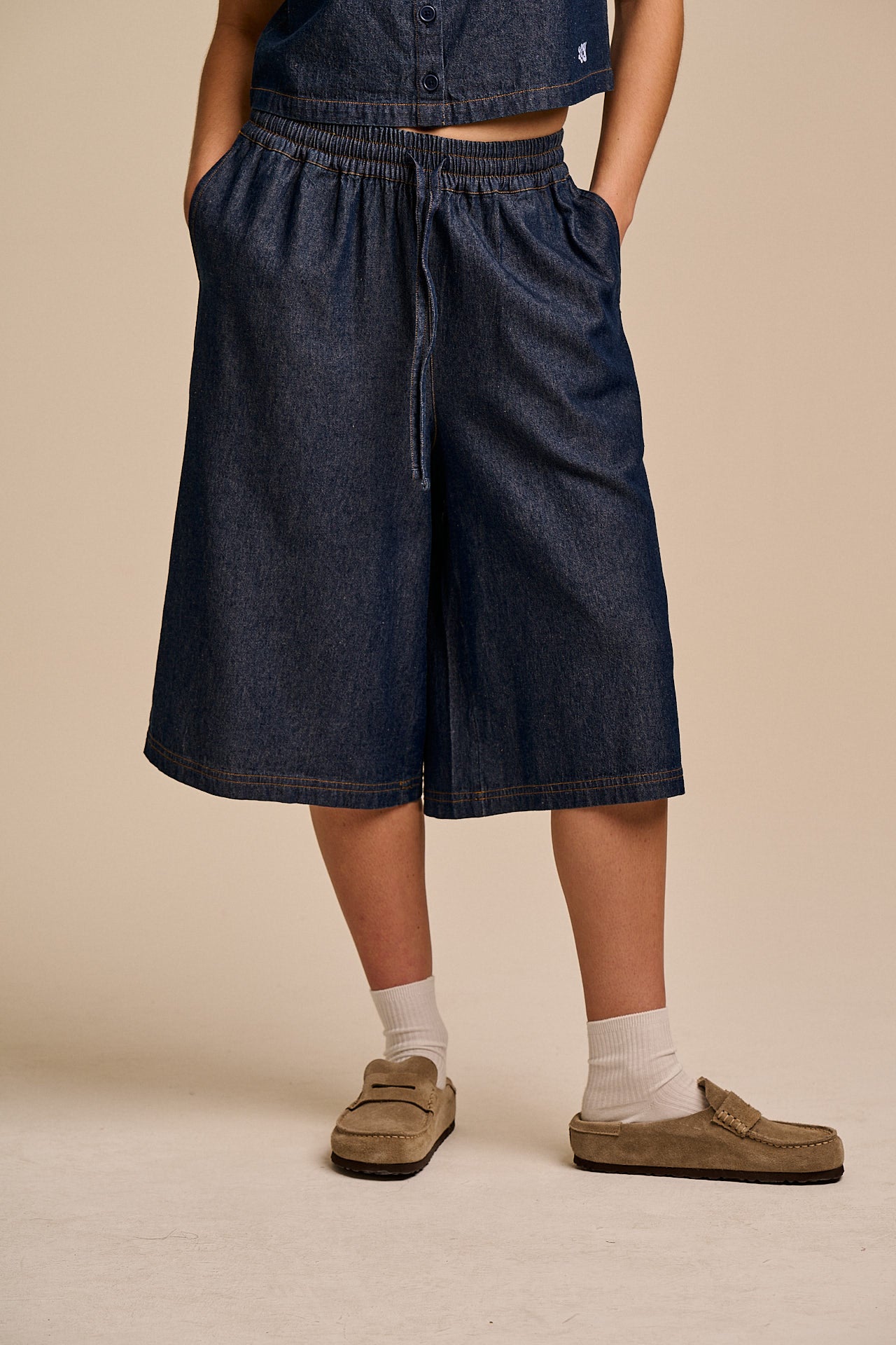 Carlos - Cotton Jorts in Indigo Blue