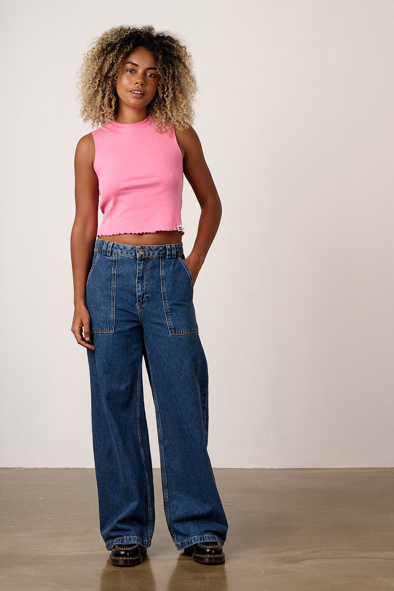 Etta - Cotton Jersey Sleeveless Tank in Pink