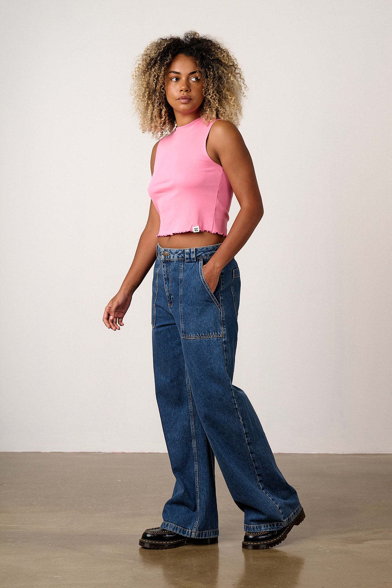 Etta - Cotton Jersey Sleeveless Tank in Pink