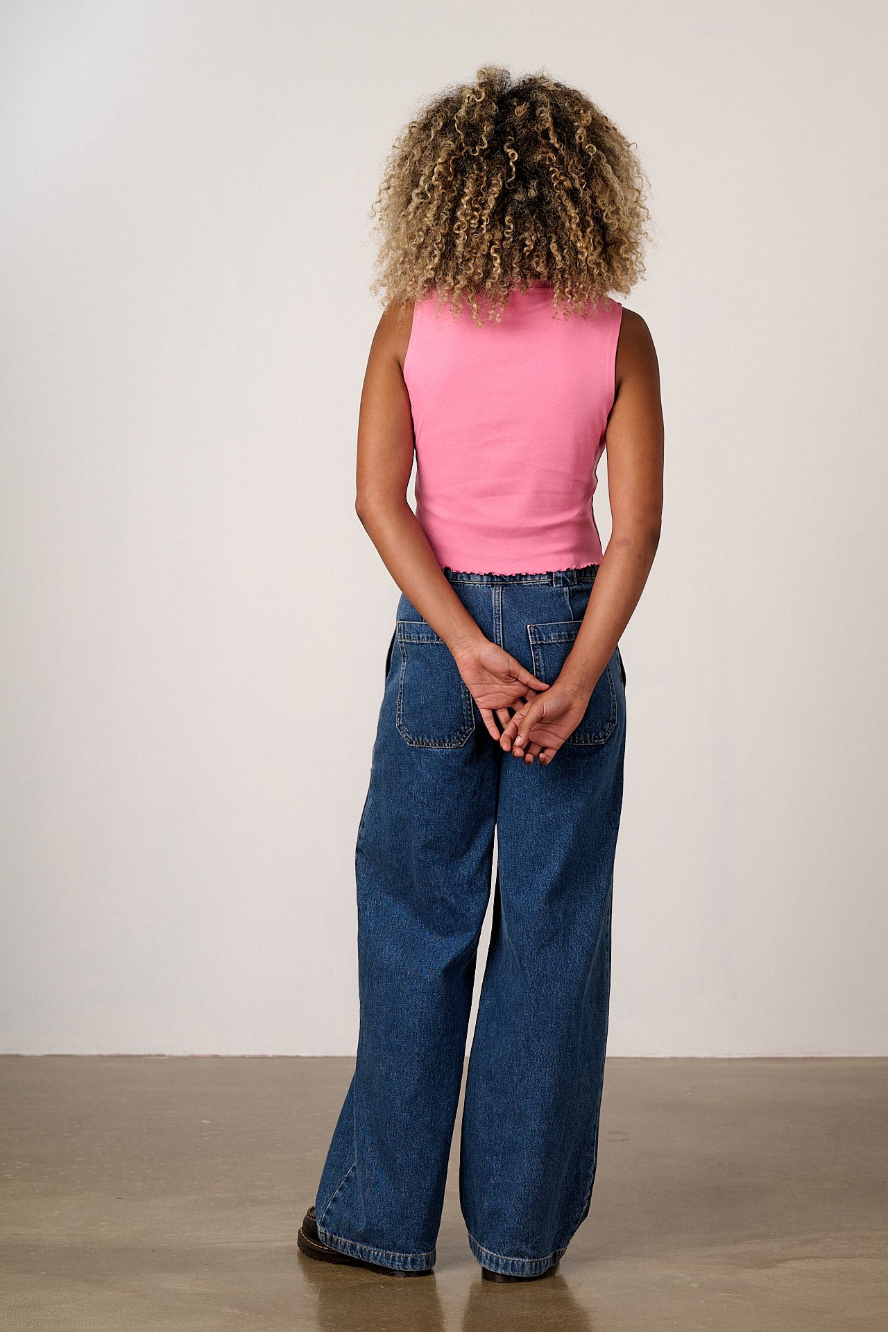 Etta - Cotton Jersey Sleeveless Tank in Pink