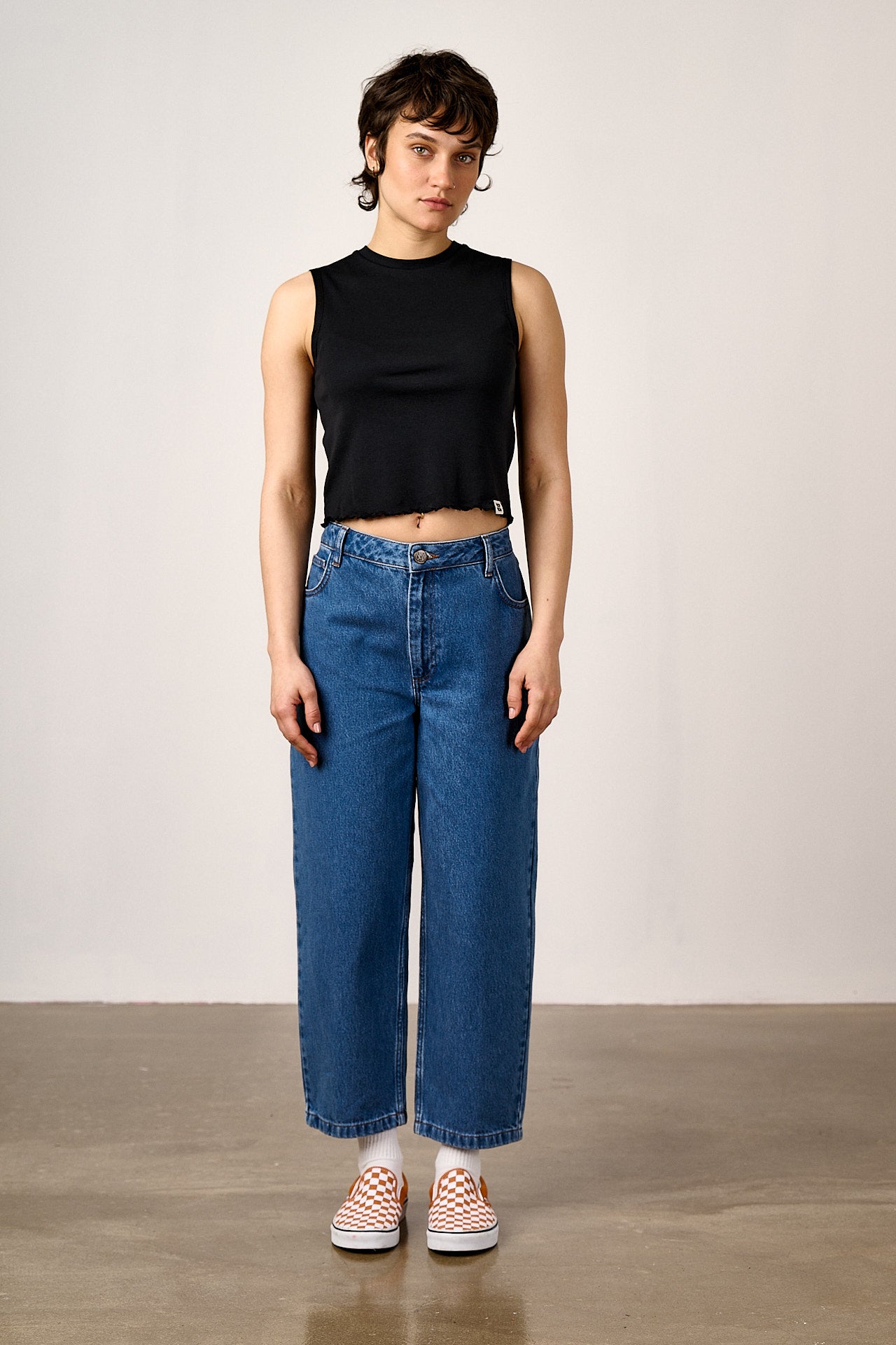 Etta - Cotton Jersey Sleeveless Tank in Black