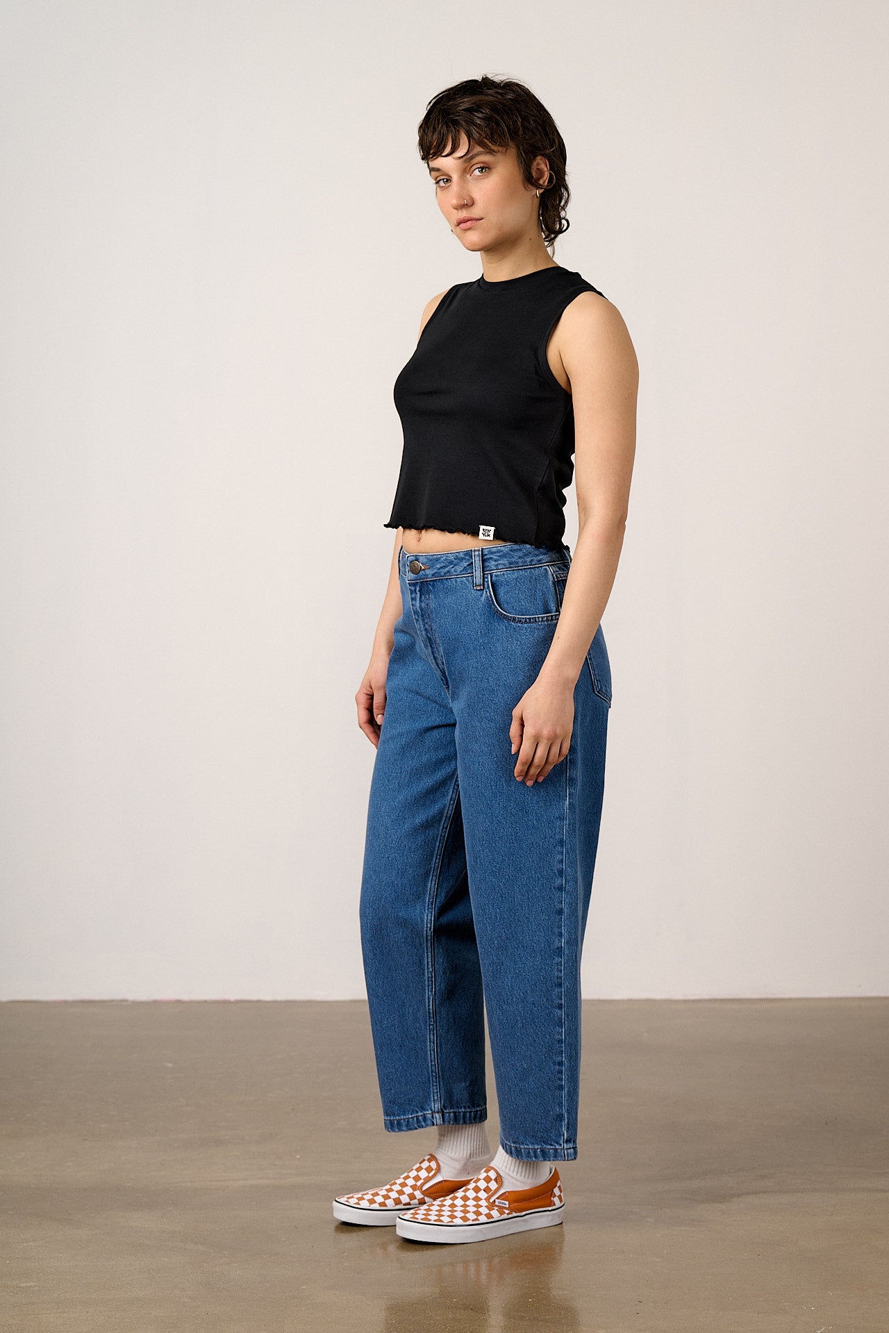 Etta - Cotton Jersey Sleeveless Tank in Black