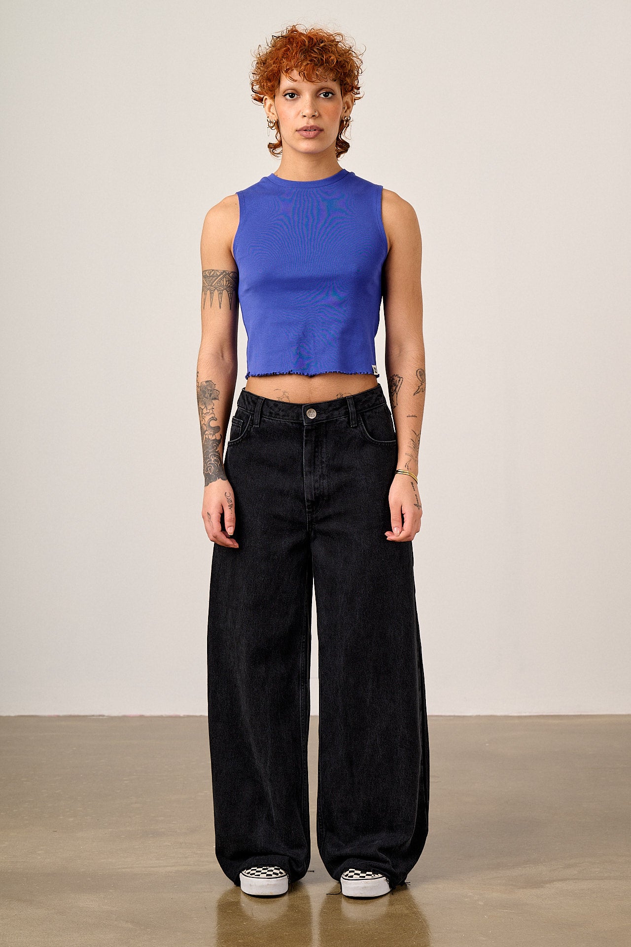 Etta - Cotton Jersey Sleeveless Tank in Dazzling Blue