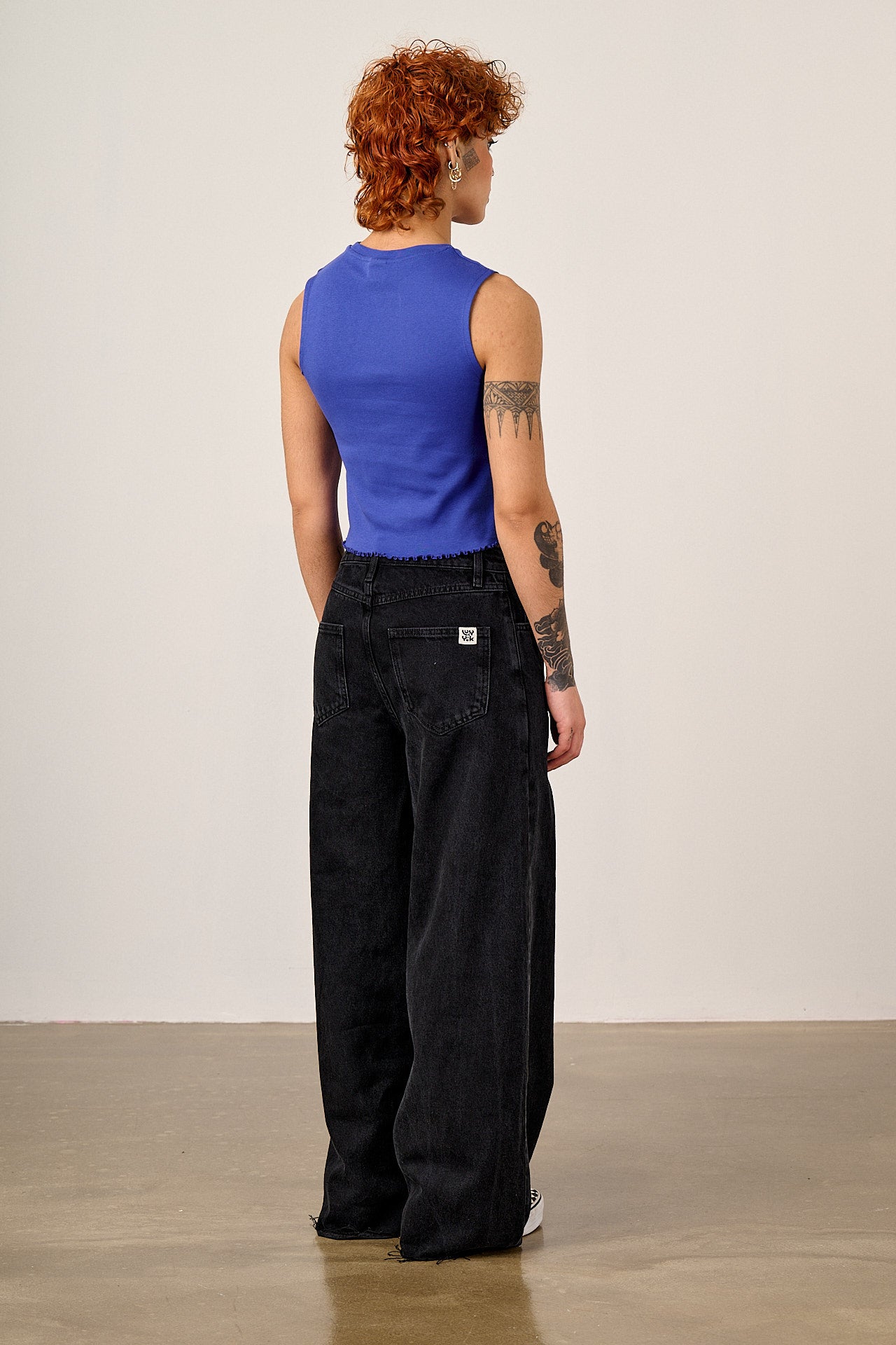 Etta - Cotton Jersey Sleeveless Tank in Dazzling Blue