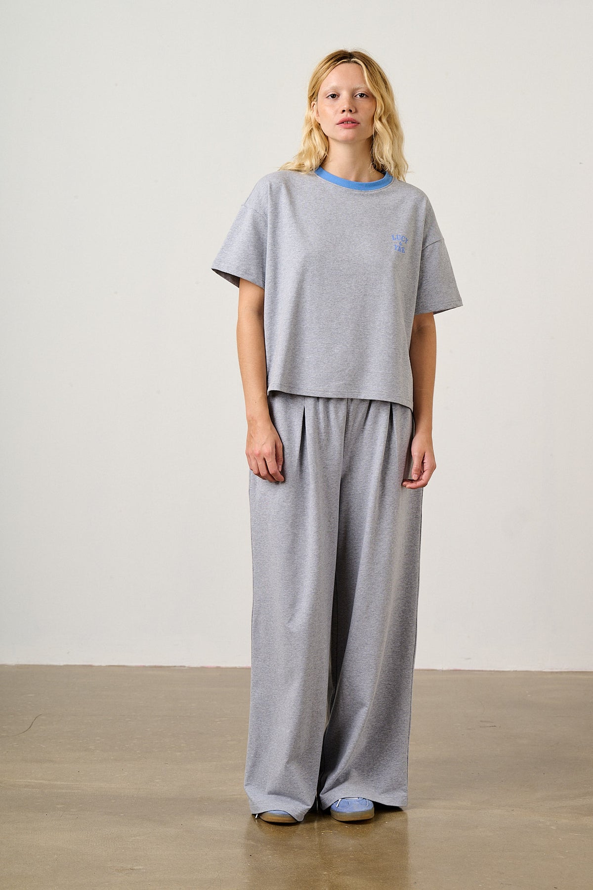 Everlie - Oversized Cotton Marl Tee in Grey Marl