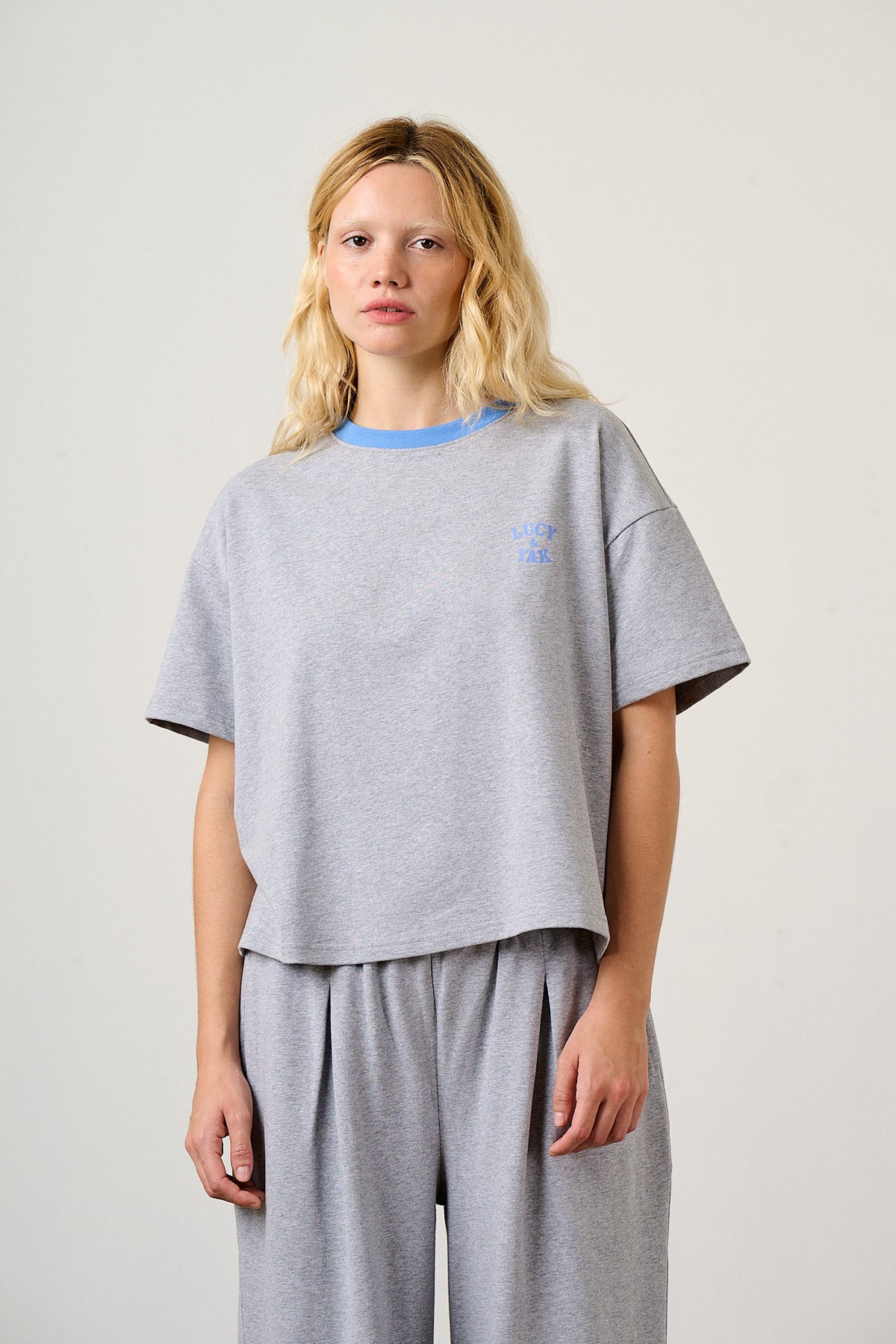 Everlie - Oversized Cotton Marl Tee in Grey Marl