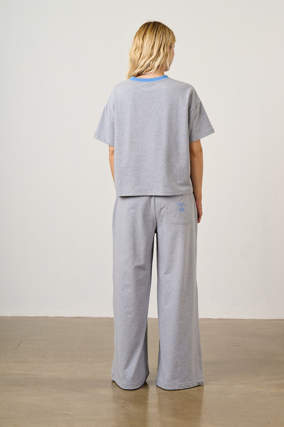 Tamsin - Jersey Extra Wide Trouser in Grey Marl