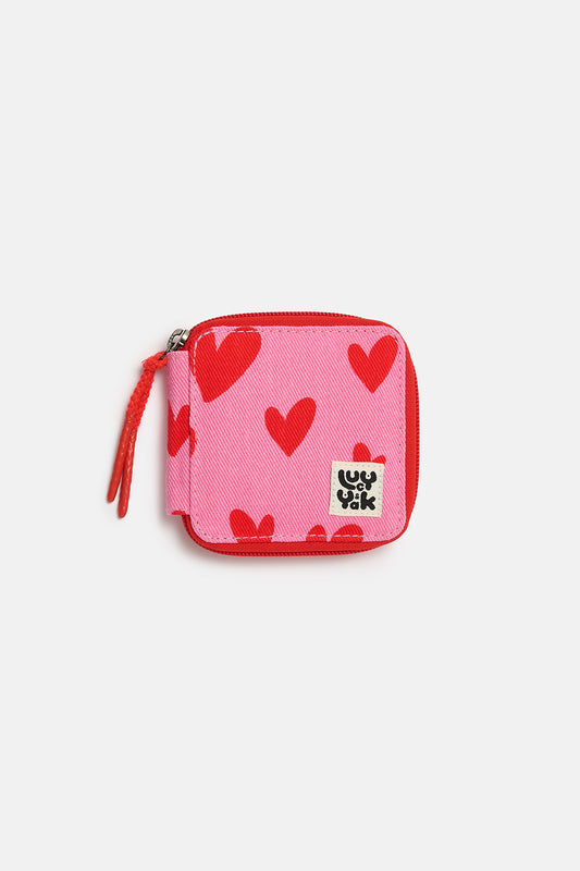 Eve - Cotton Purse in Pink Heart Cupid Print