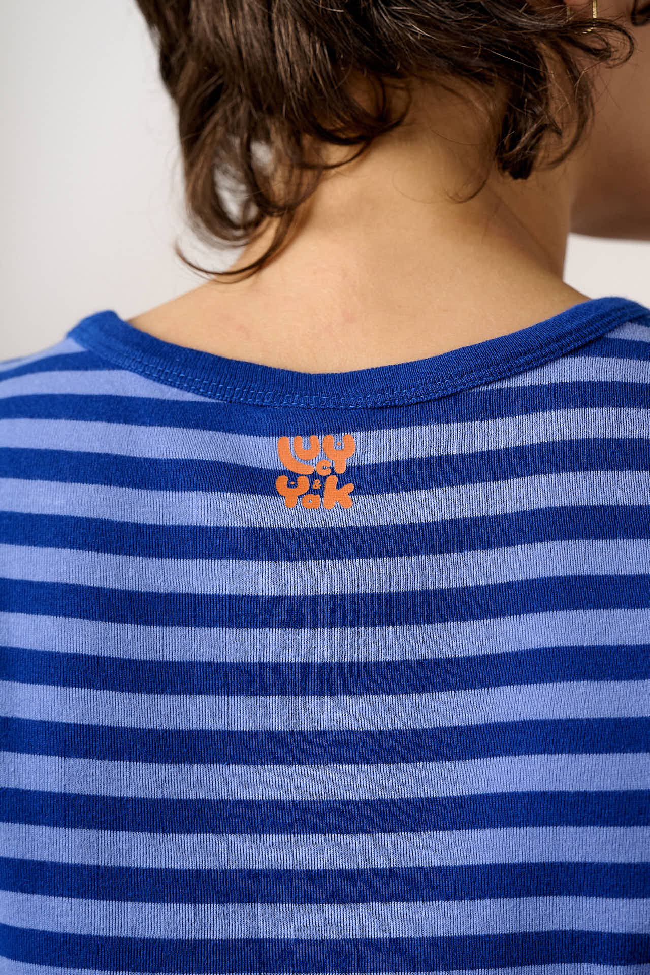 Fenn - Cotton Baby Tee in Navy Carrot Stripe