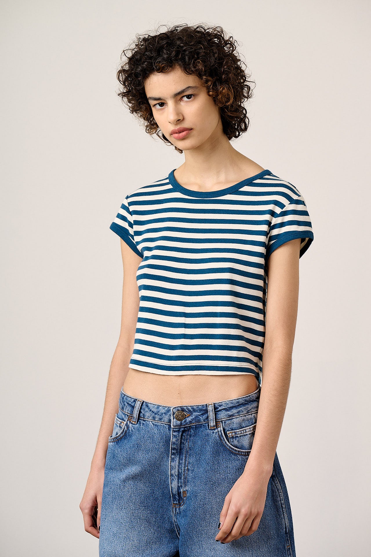 Fenn - Cotton Baby Tee in Navy Stripe