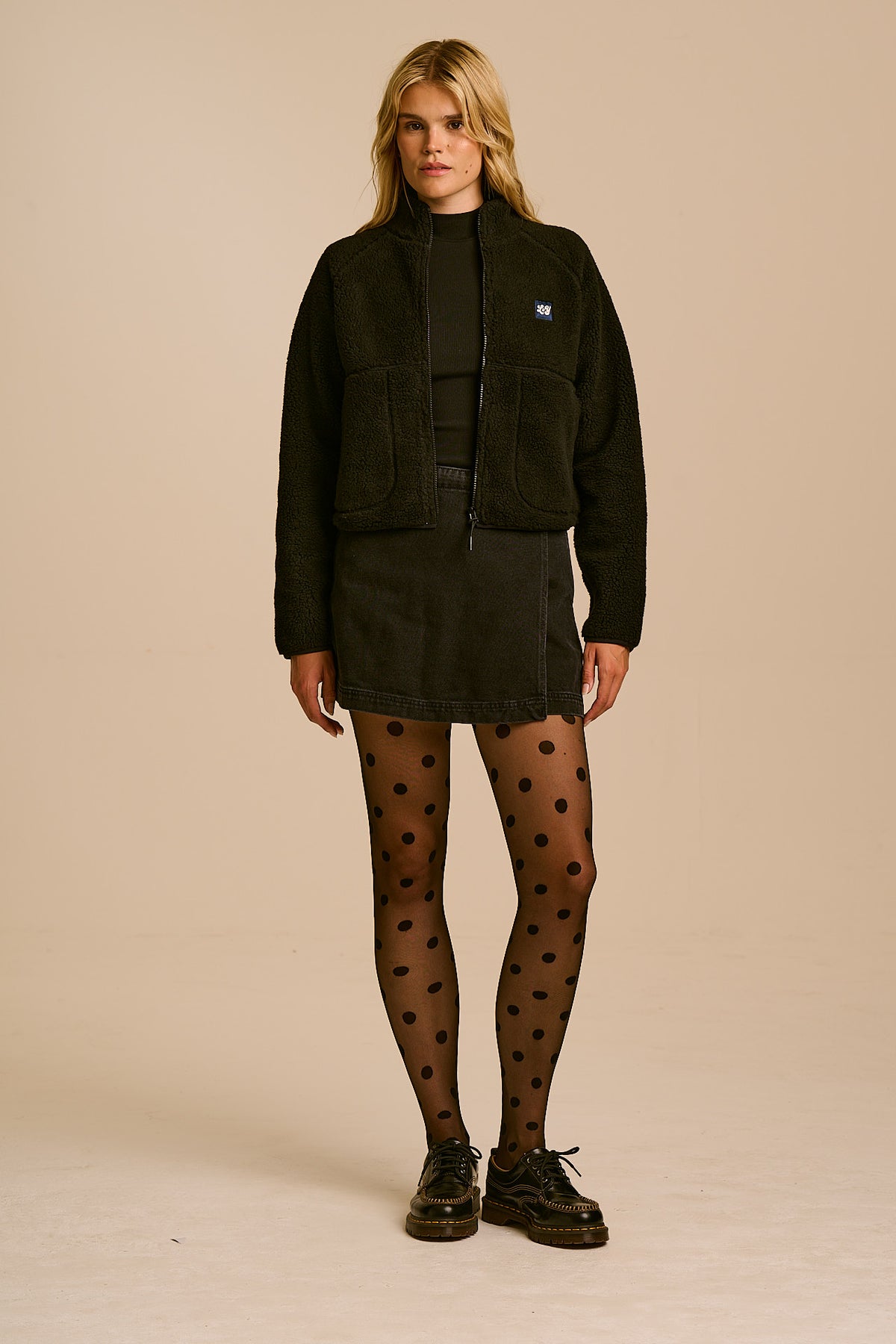 Finley - Borg Fleece Jacket in Black
