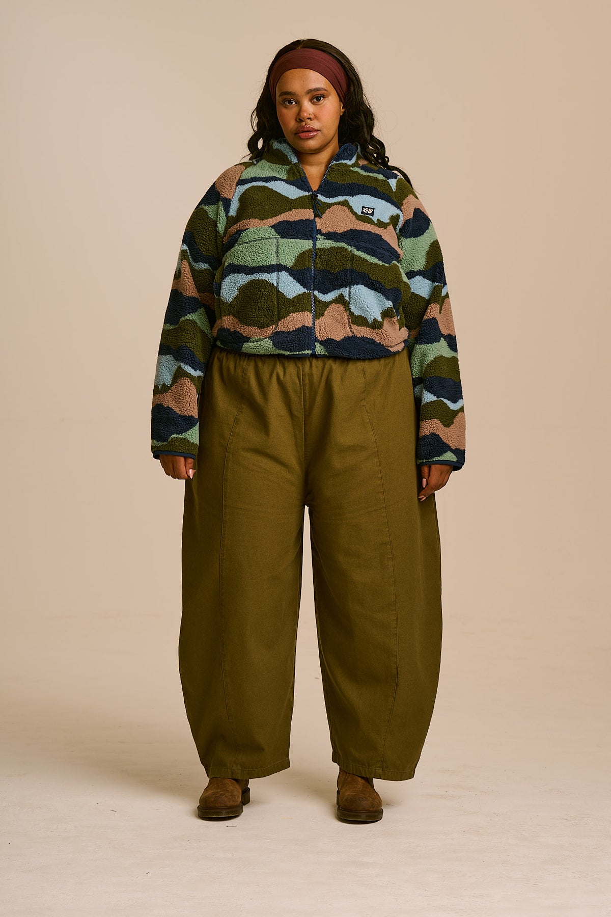 Finley - Borg Fleece Jacket in Earthy Landscape