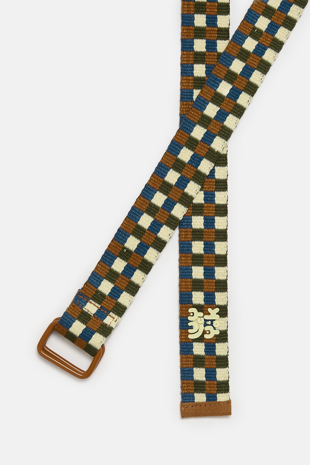 Flynn - D-Ring Cotton Webbing Belt in Earthy Checkerboard Print