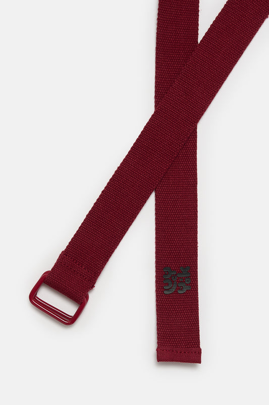 Flynn - D-Ring Cotton Webbing Belt in Red Dahlia