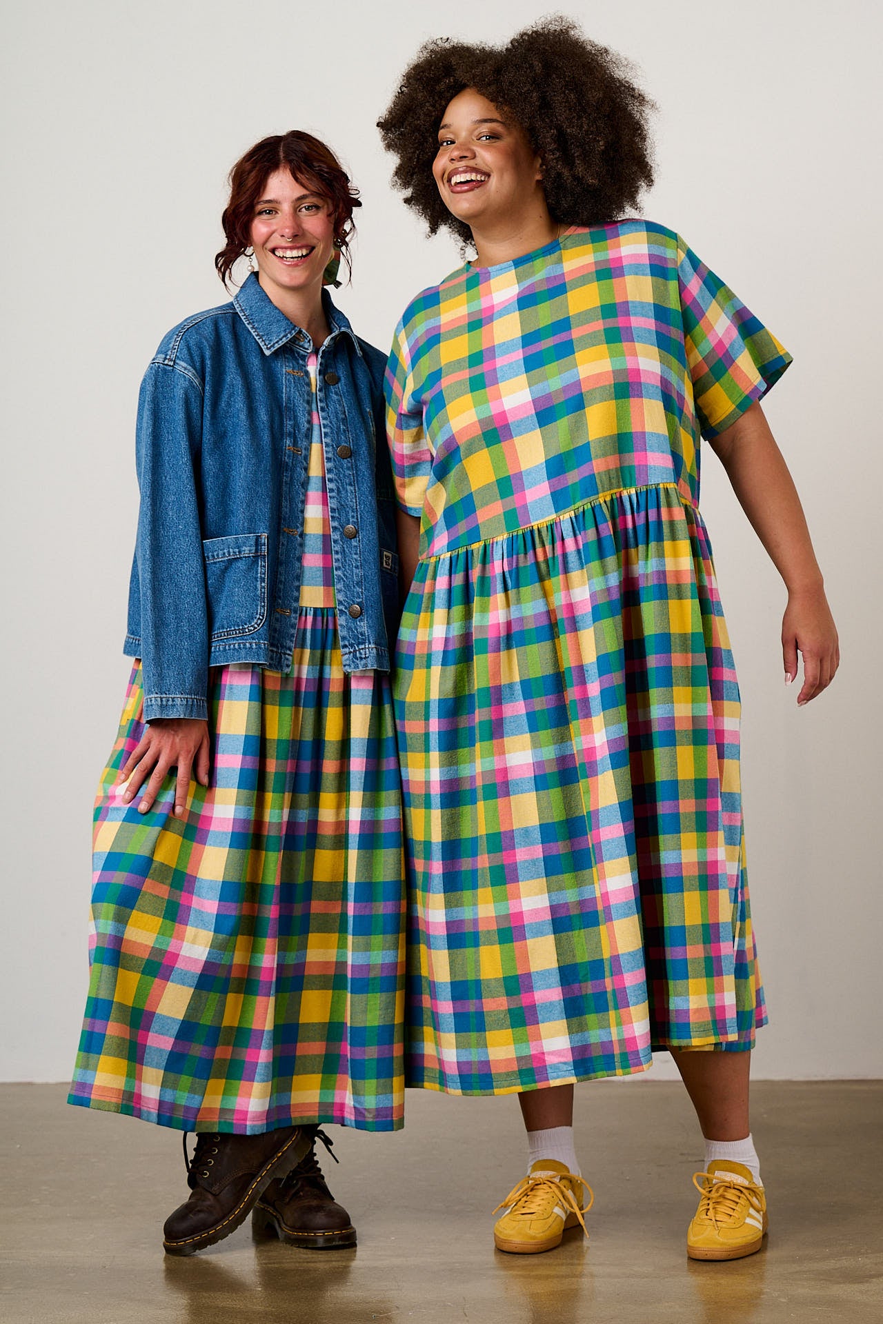 Georgia - Brushed Cotton Dress in Retro Picnic Fun Check