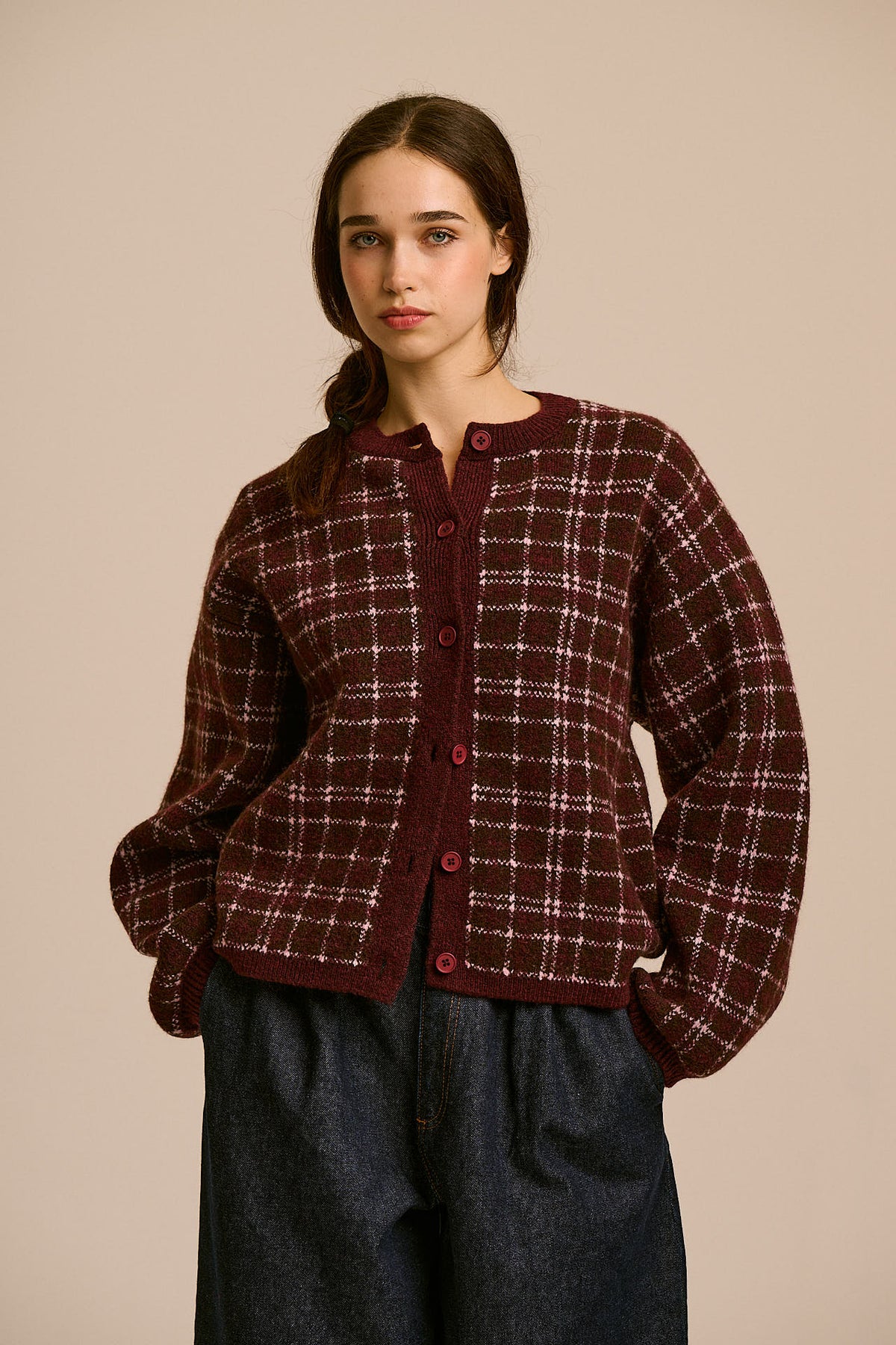 Gin - Cardigan in Romantic Check