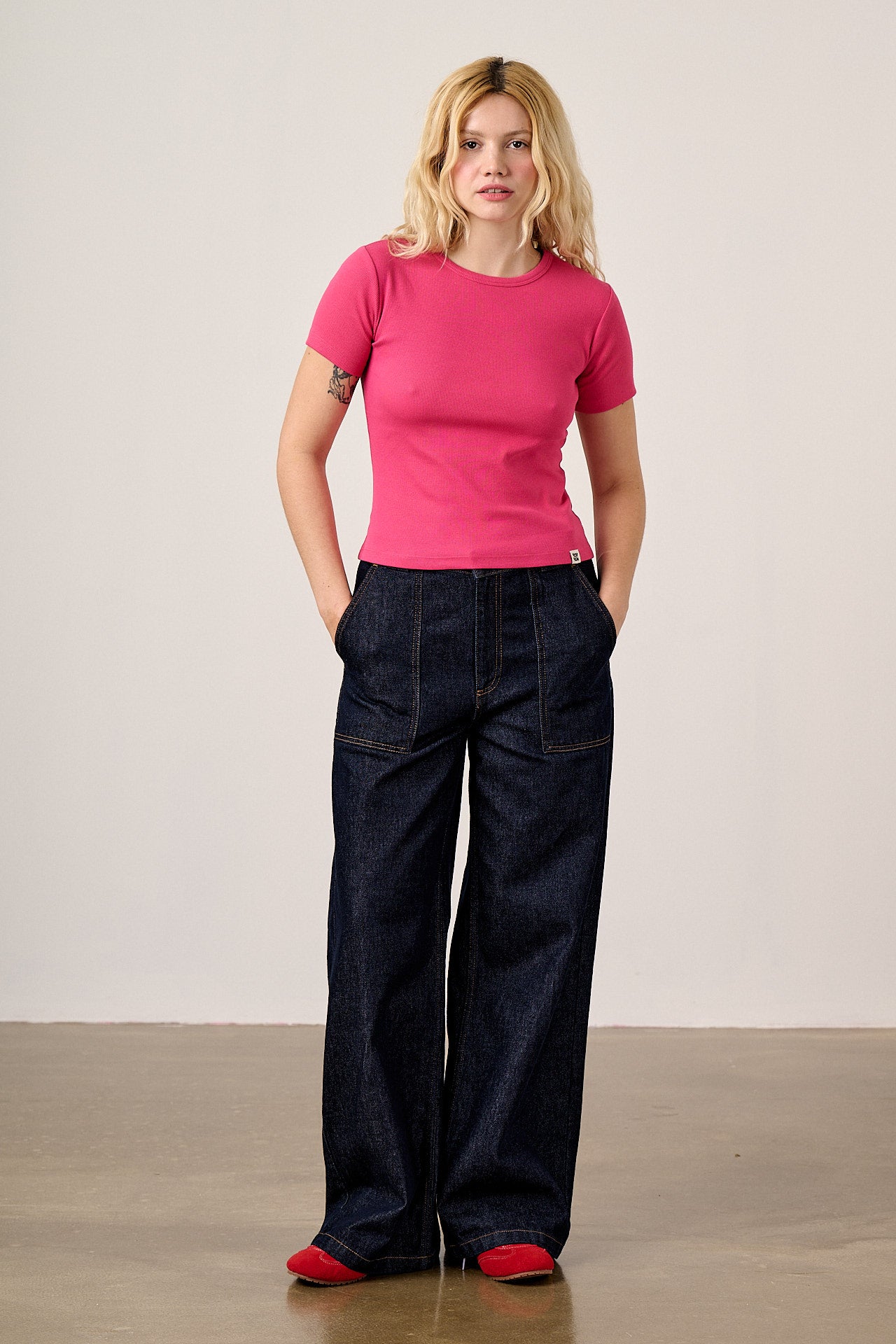 Gracie - Cotton T-Shirt in Fuchsia Rose