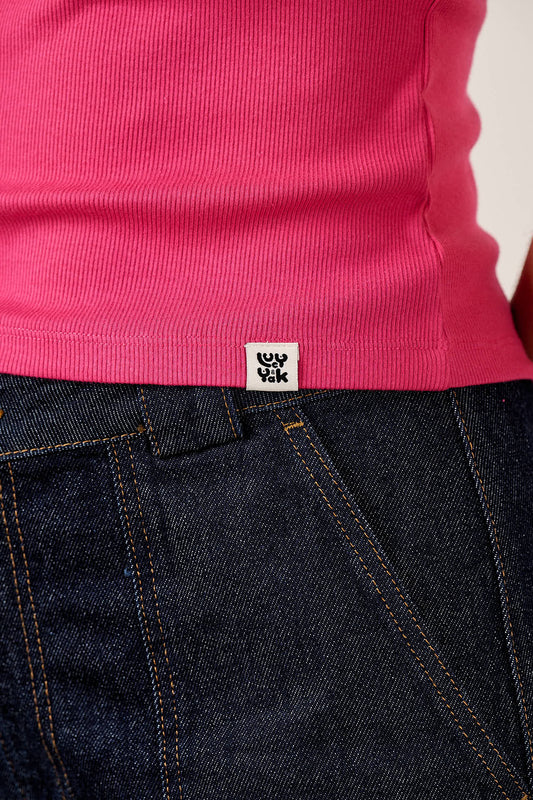 Gracie - Cotton T-Shirt in Fuchsia Rose