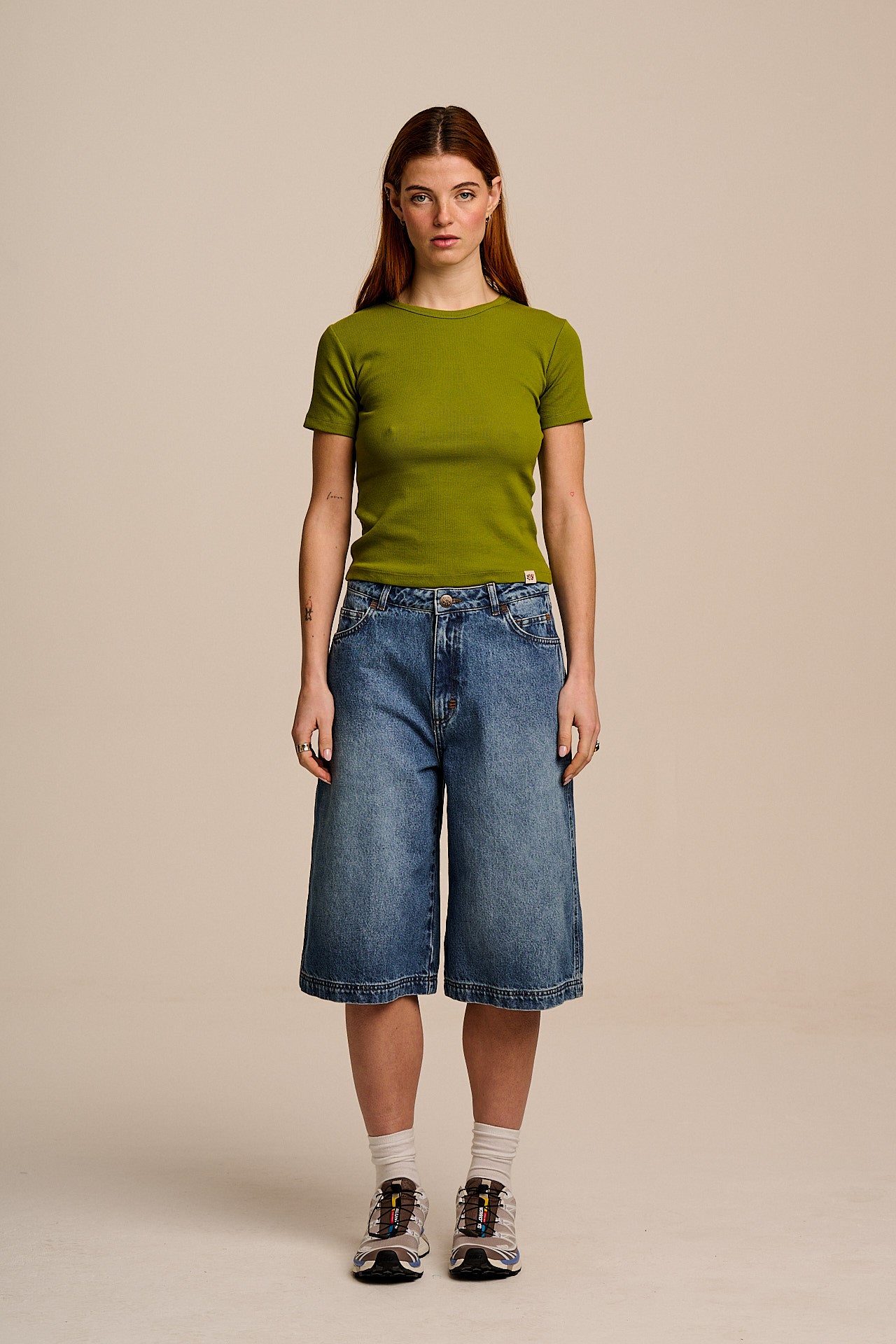 Gracie - Cotton T-Shirt in Khaki