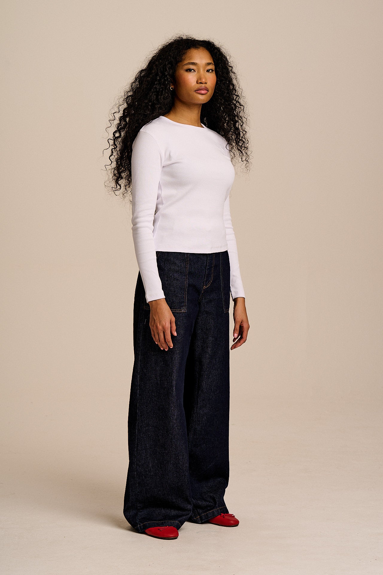 Grayson - Long Sleeve Cotton T-Shirt in White