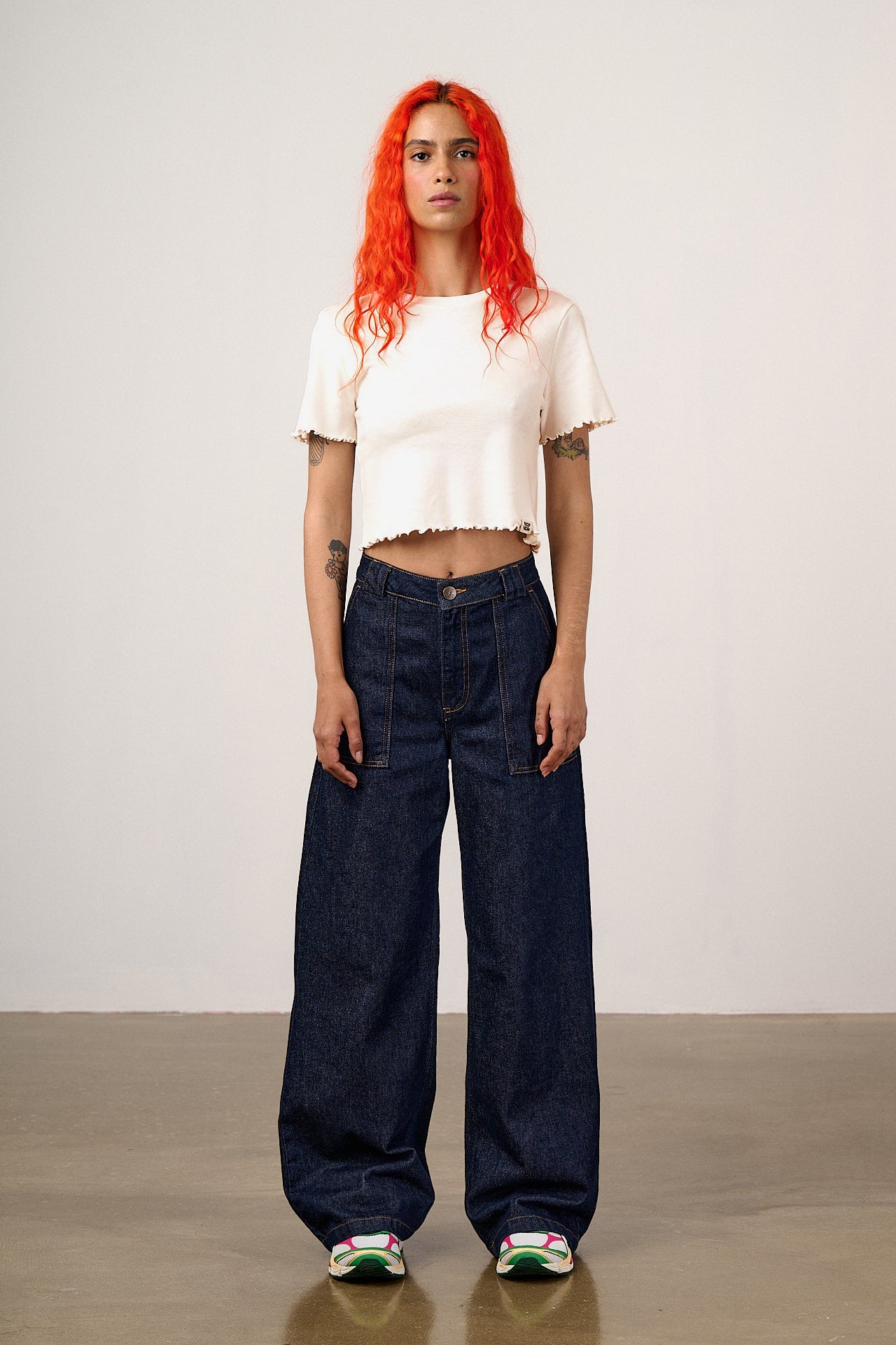 Greta - Cropped Cotton Top in Ecru