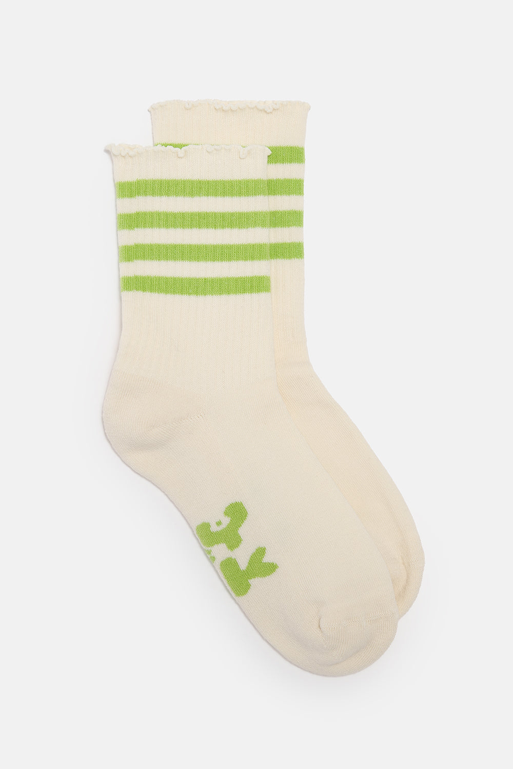 Greta - Cotton Socks in Green Stripe
