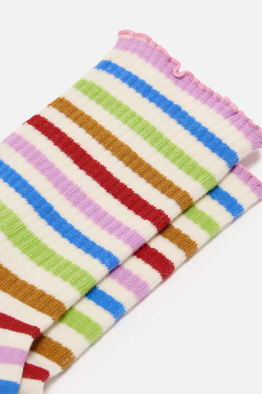 Greta - Cotton Socks in Rainbow Stripe