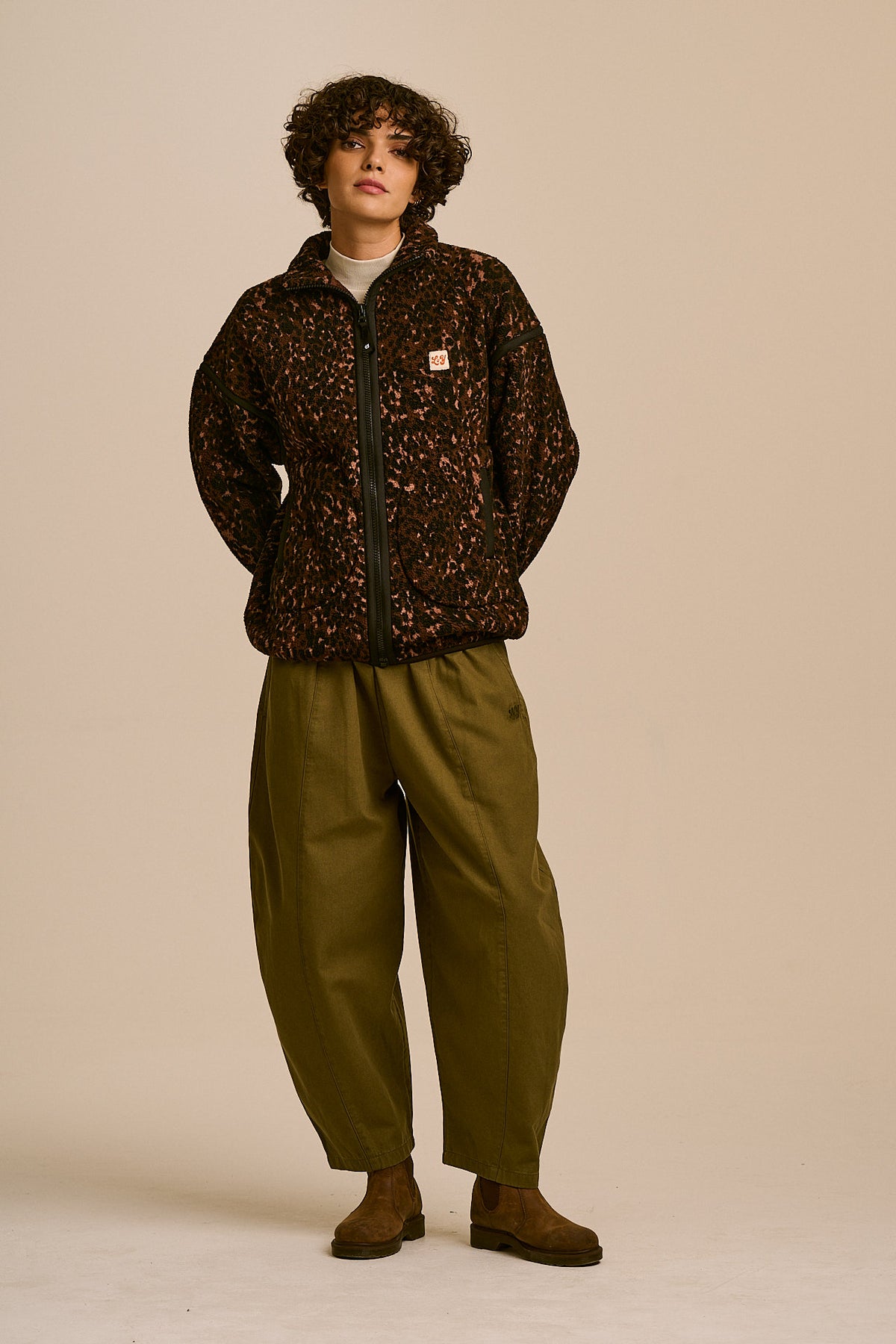 Hayes - Borg Zip Through Fleece in Animal