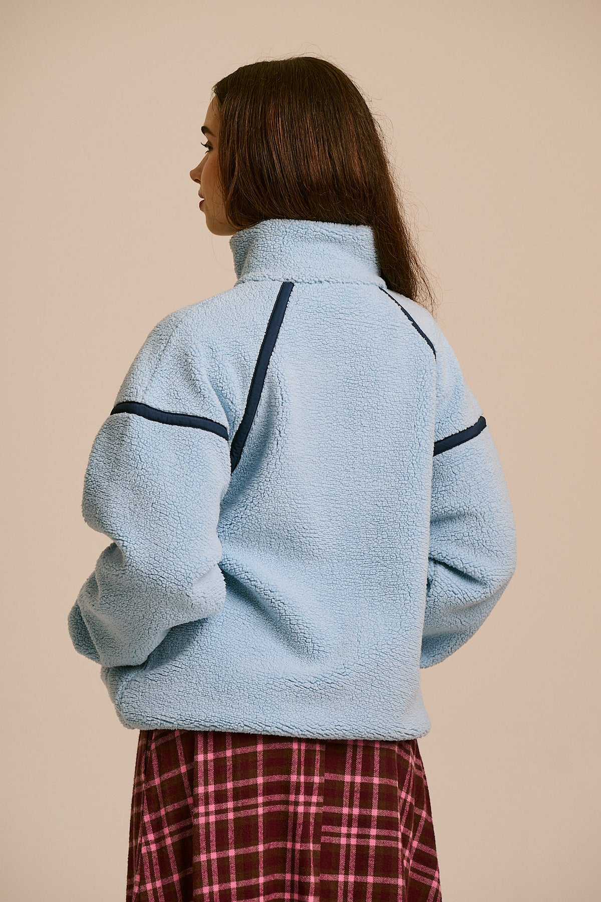 Hayes - Borg Zip Through Fleece in Icy Blue
