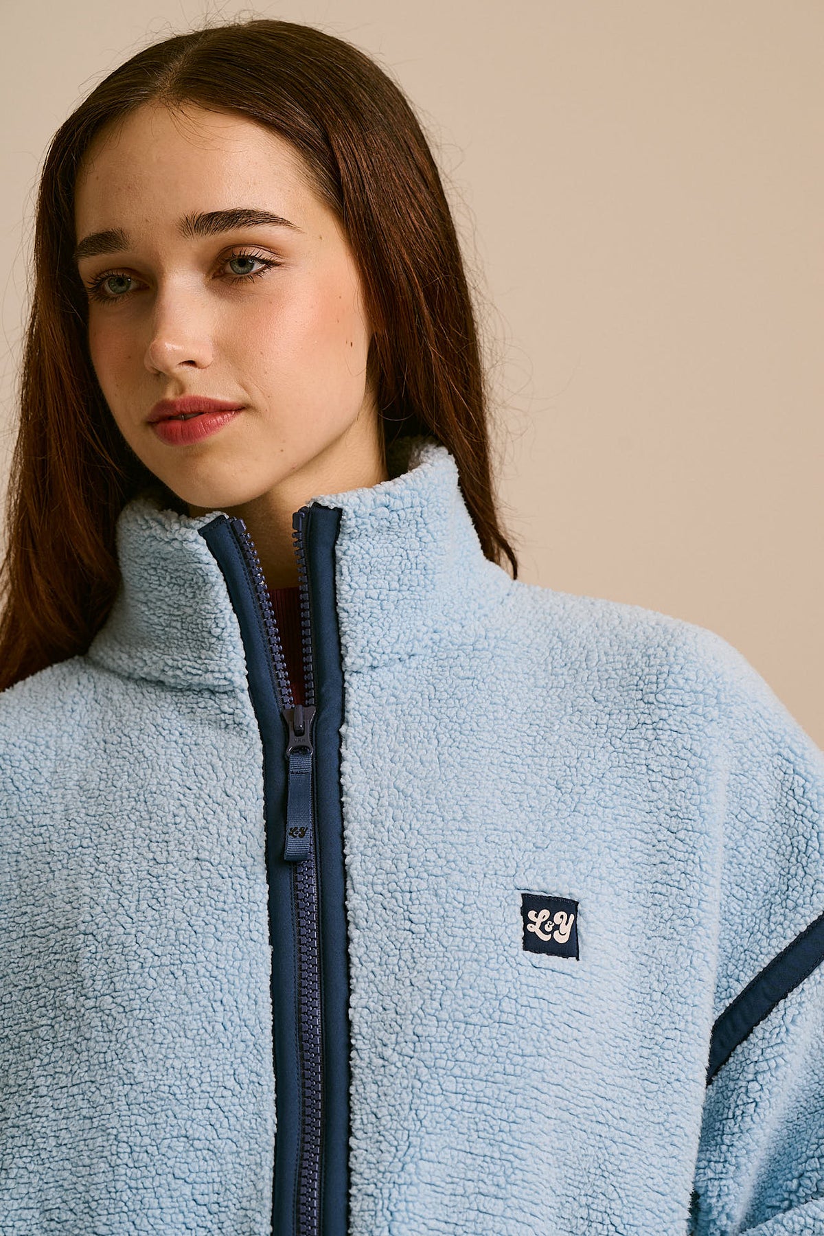 Hayes - Borg Zip Through Fleece in Icy Blue