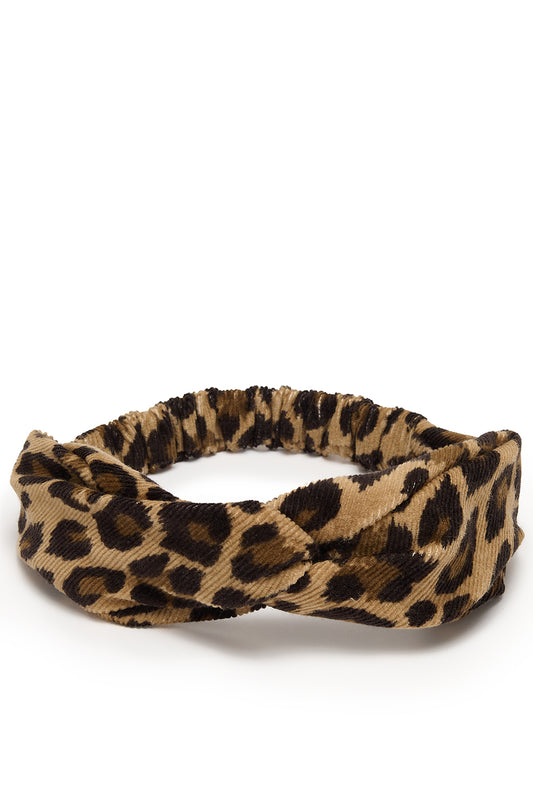 Hallie - Twist Top Headband in Leopard  Print