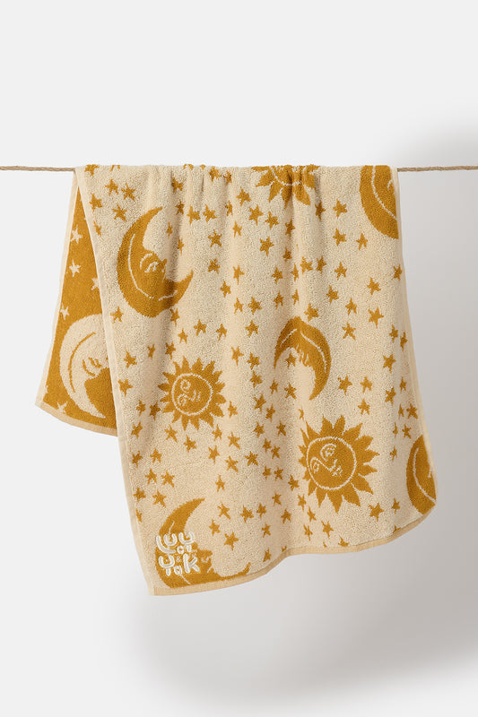 Hand Towel in Cream & Yellow Orion Print