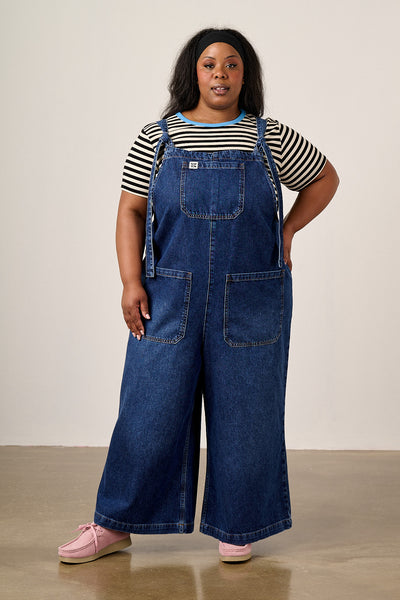 Jenny - Denim Wide Leg Dungarees in Vintage Wash – Lucy & Yak