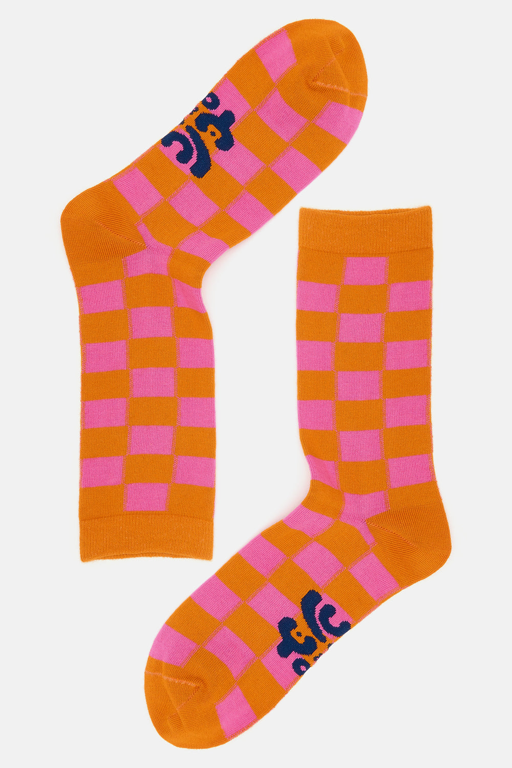 JoJo Socks: ORGANIC COTTON - Checkerboard Orange & Pink