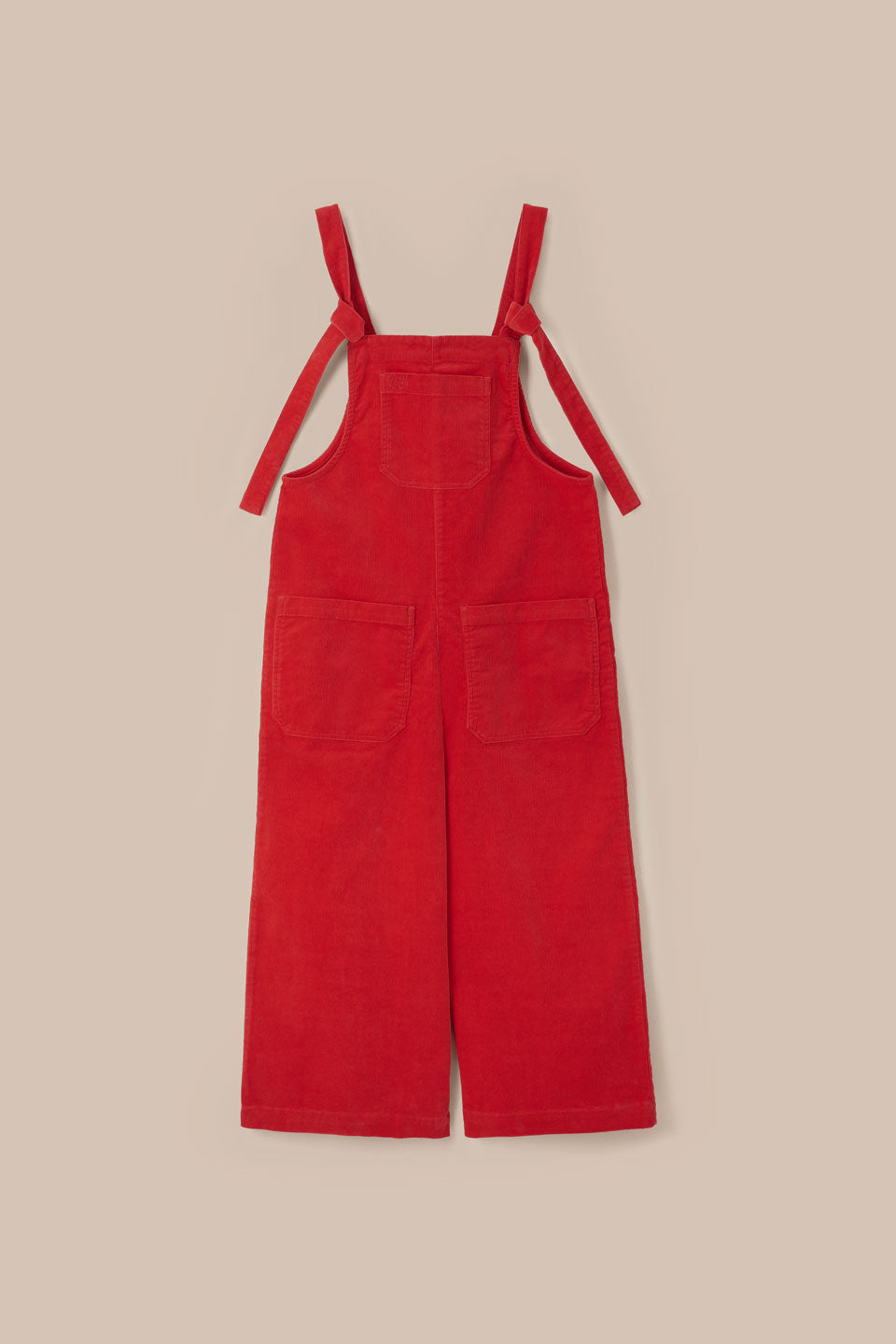 Jenny - Wide Leg Corduroy Dungarees in True Red