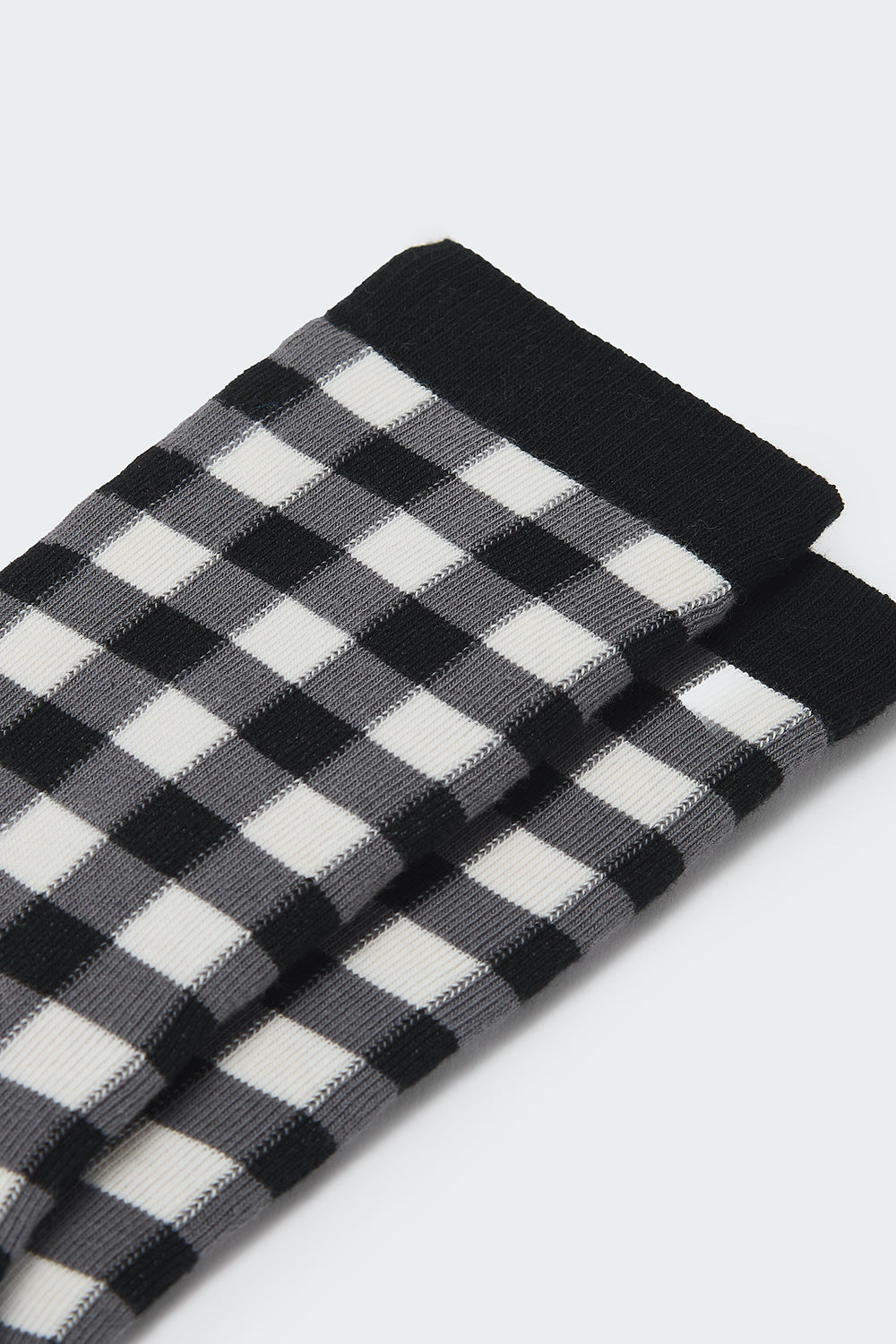 JoJo - Cotton Socks in Monochrome Gingham Print