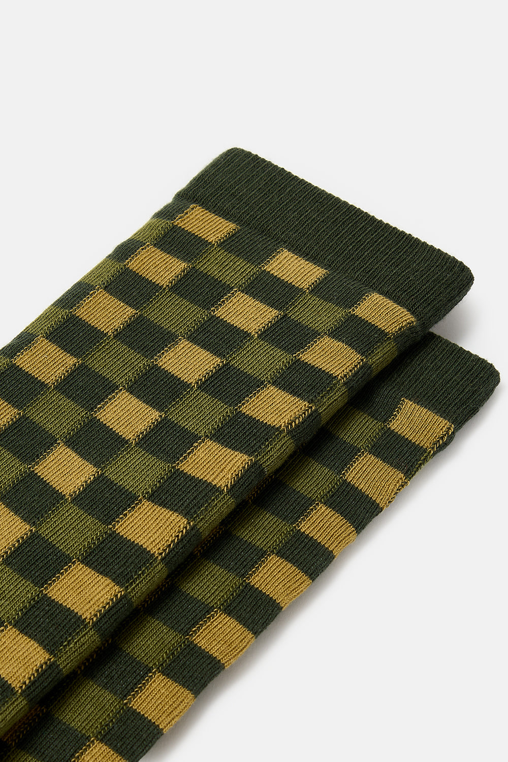 JoJo - Cotton Socks in Green Gingham