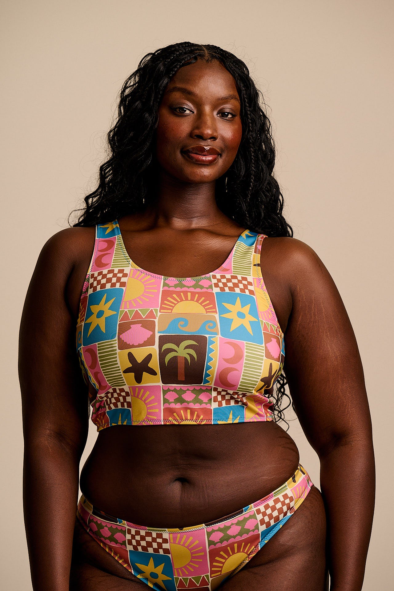 Kara - Tankini Top in Coastal Tile – Lucy & Yak