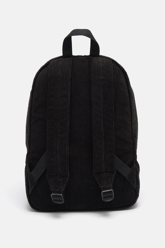 Kellie - Skater Corduroy Backpack in Black