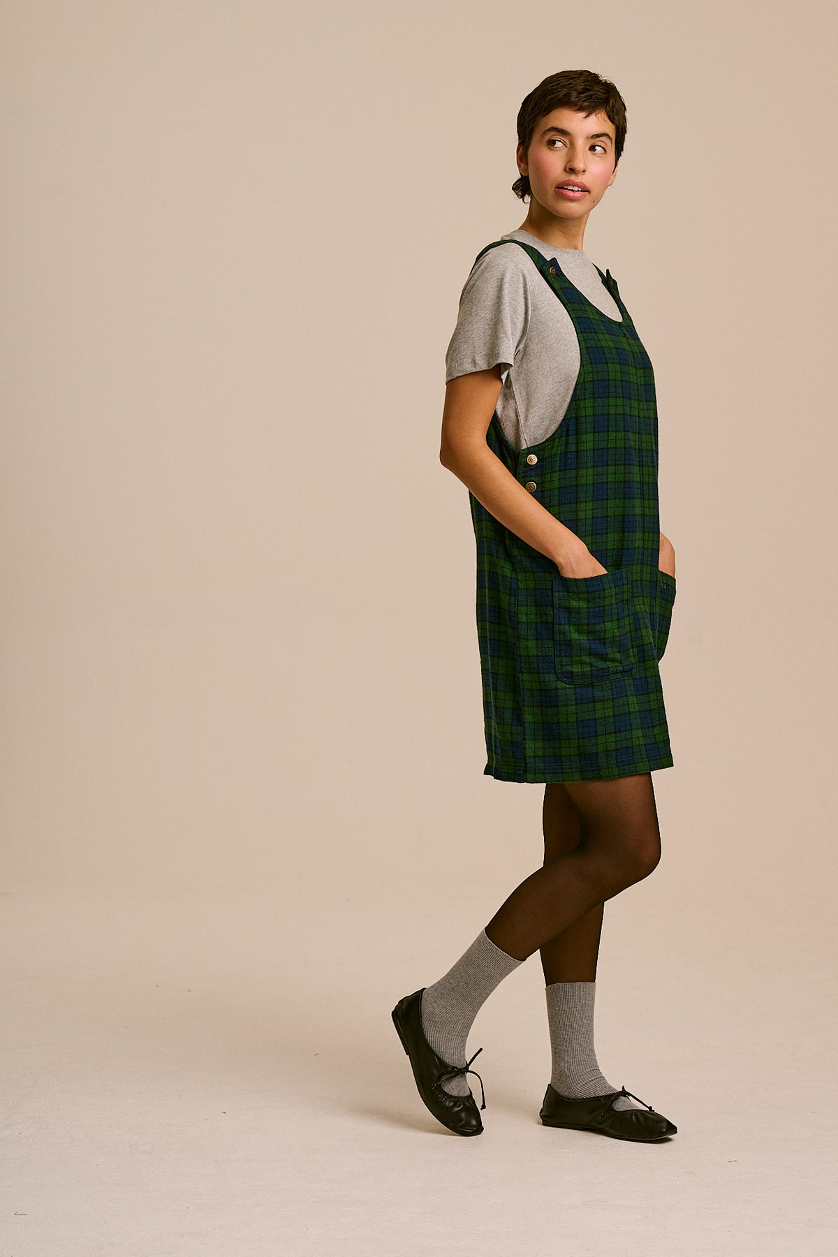 Layla - Mini Brushed Cotton Dress in Wilderness Check