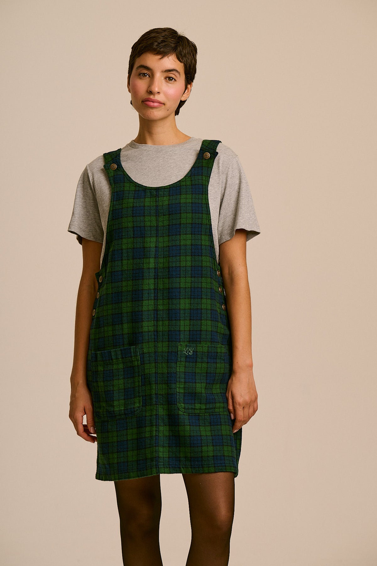Layla - Mini Brushed Cotton Dress in Wilderness Check