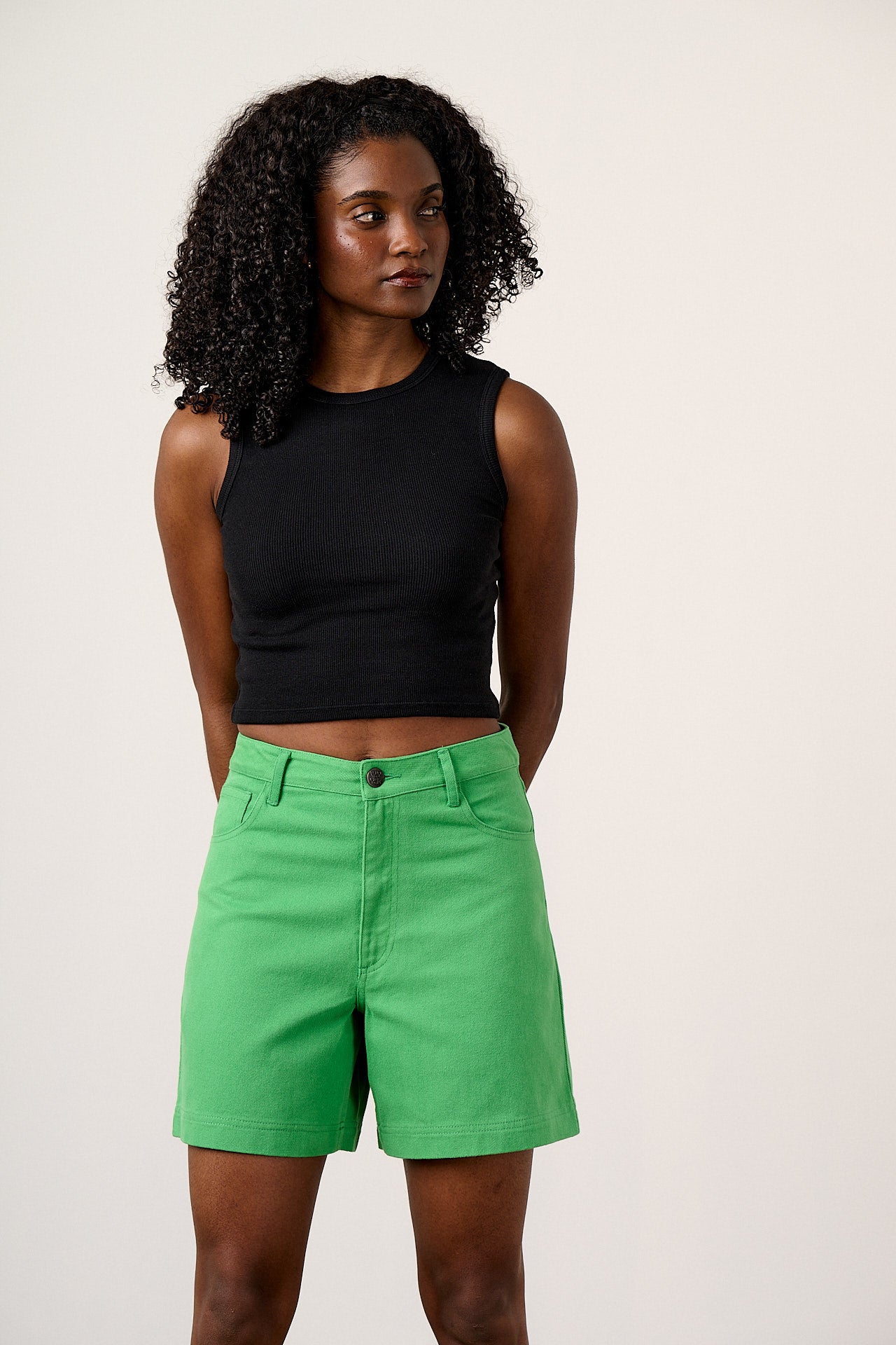 Lexi High Waist Cotton Shorts Kelly