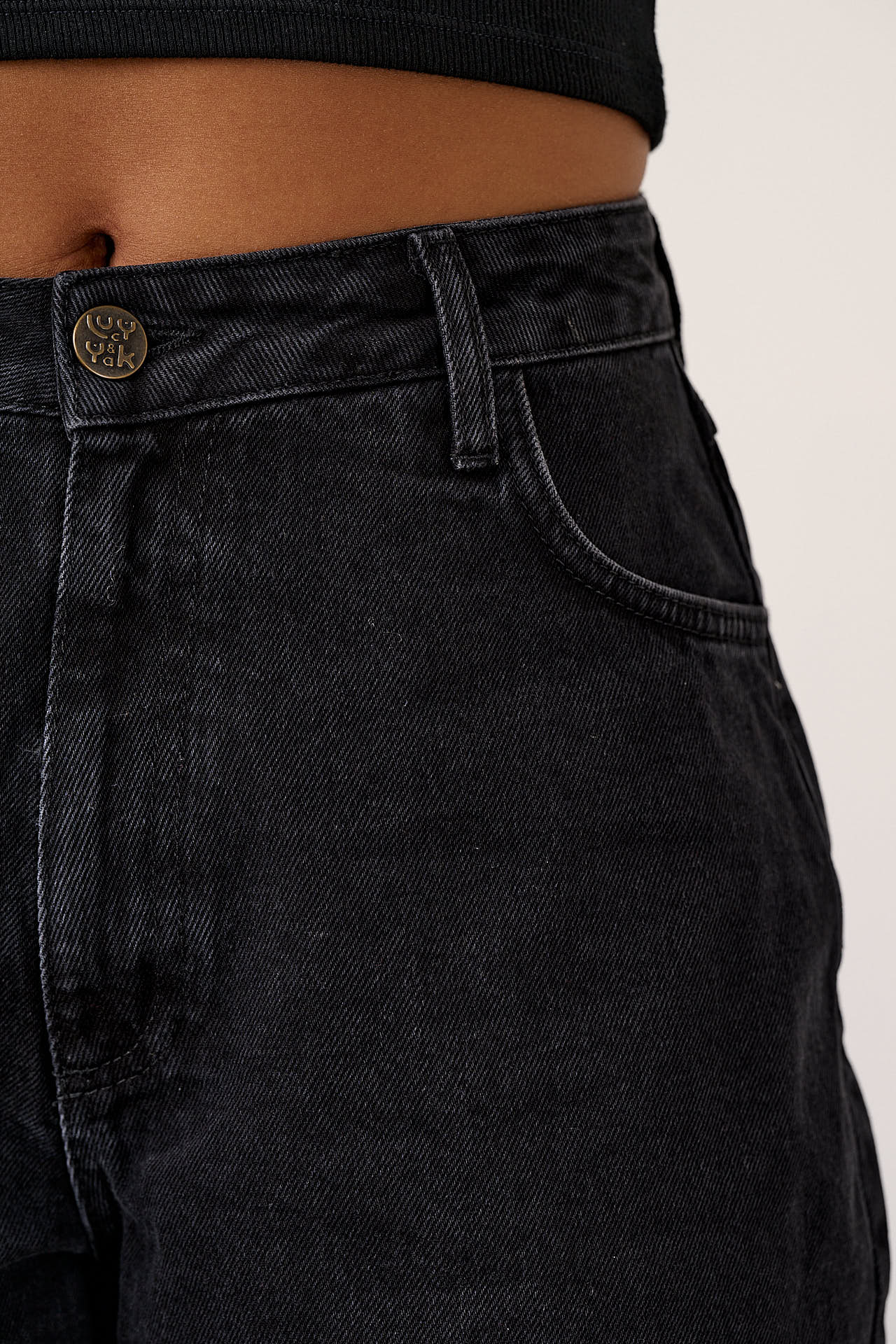 Lexi - Denim High Waist Shorts in Black Wash