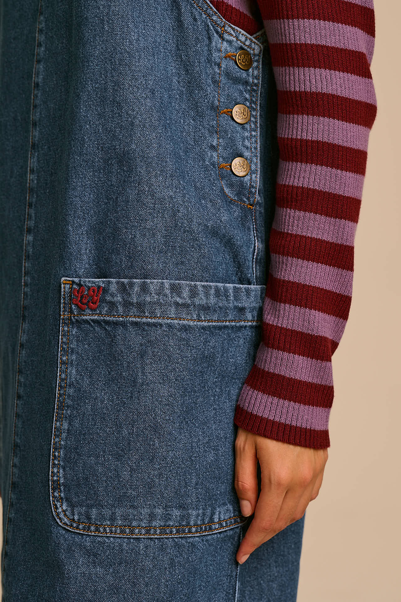 Lily - Denim Midi Dress in Mid Wash
