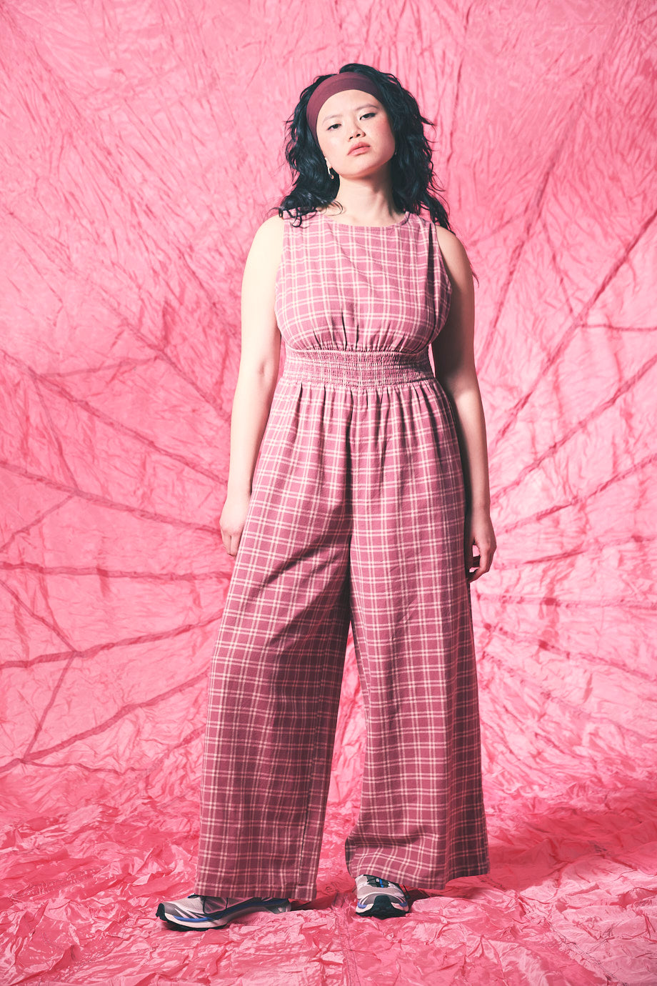 Simone Cotton & Linen Jumpsuit Deco Rose Check