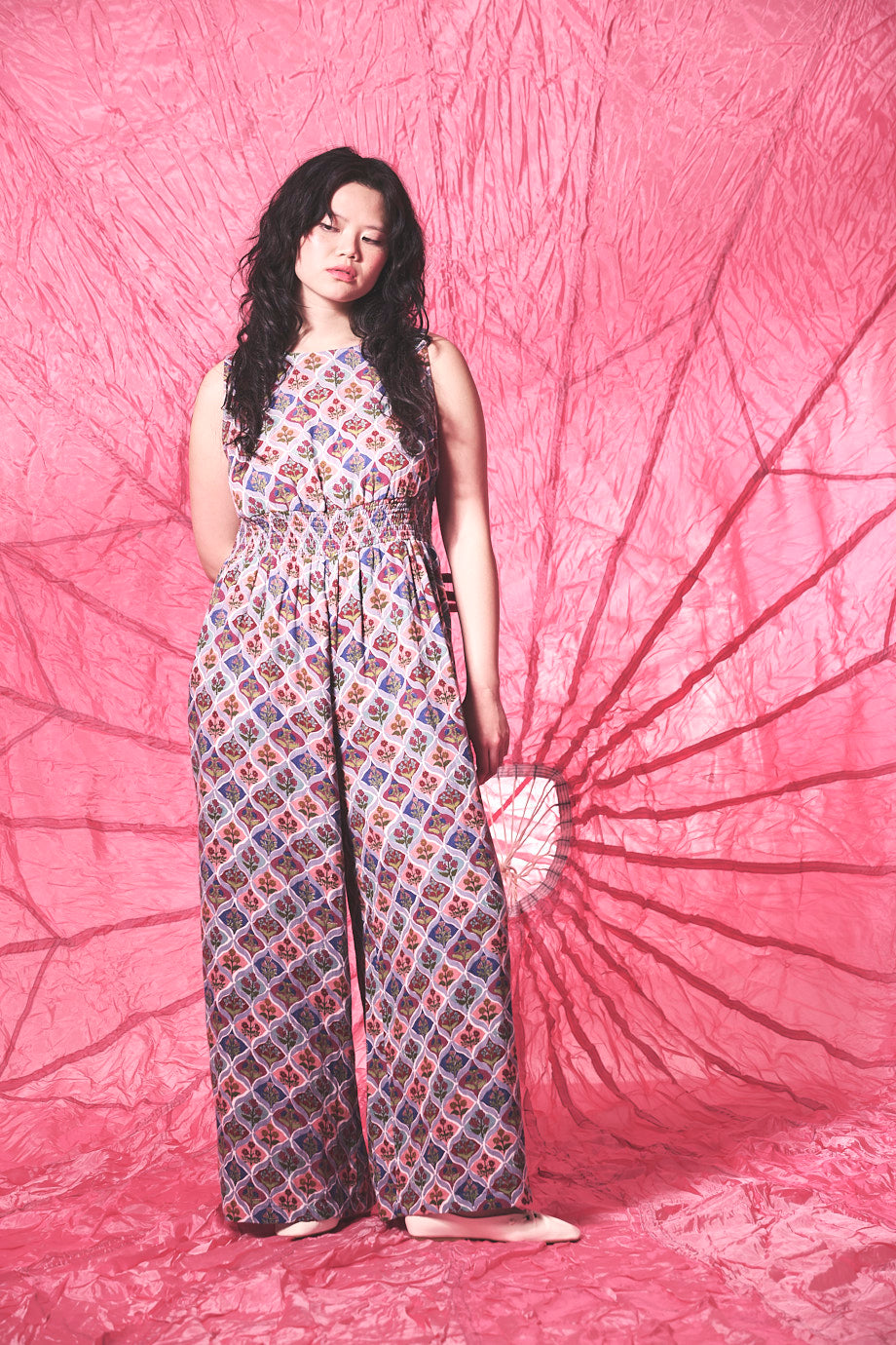 Simone Cotton Jumpsuit Walled Blooms Print
