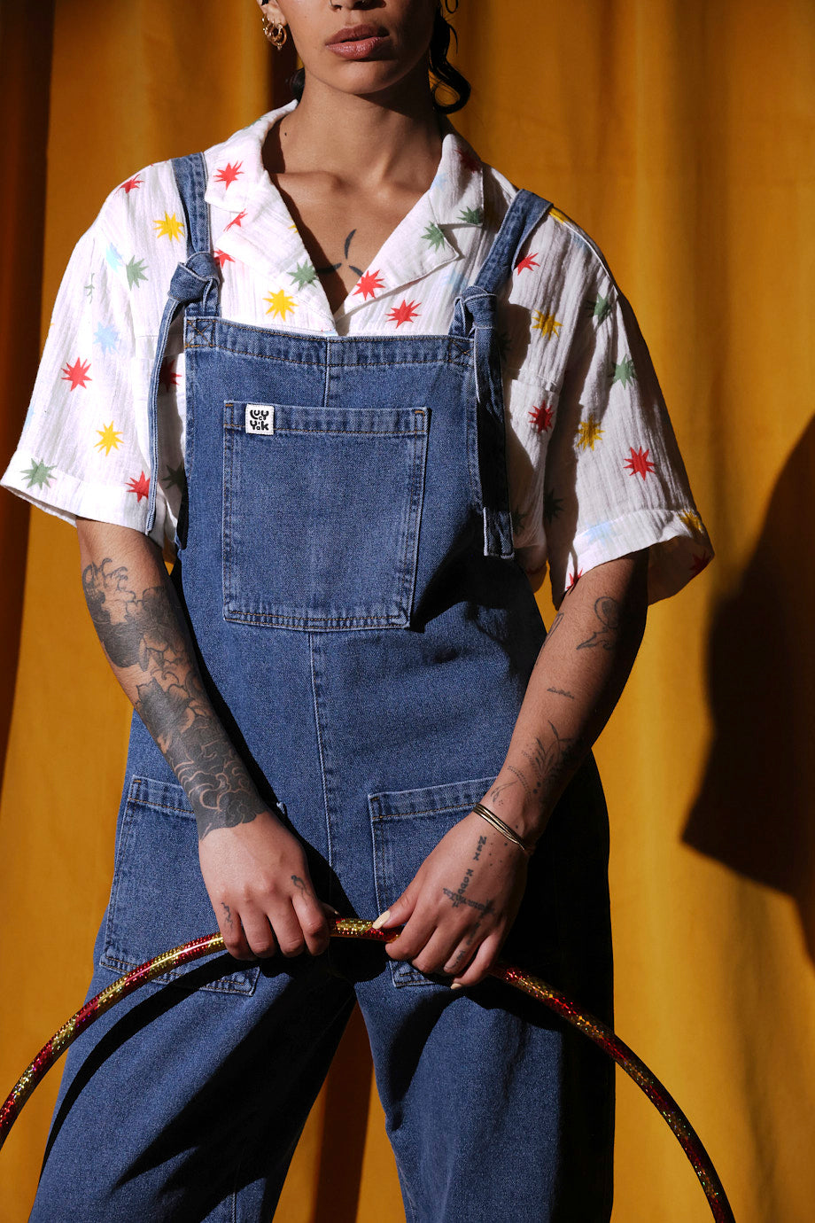 Alfie - Cotton Shirt in Ecru Cosmic Folk Stars